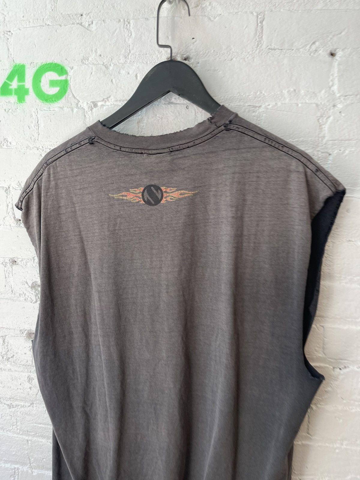 Vintage Vintage THRASHED Tank Shirt Skull Flames Tribal Cut Off Size US XL / EU 56 / 4 - 10 Thumbnail