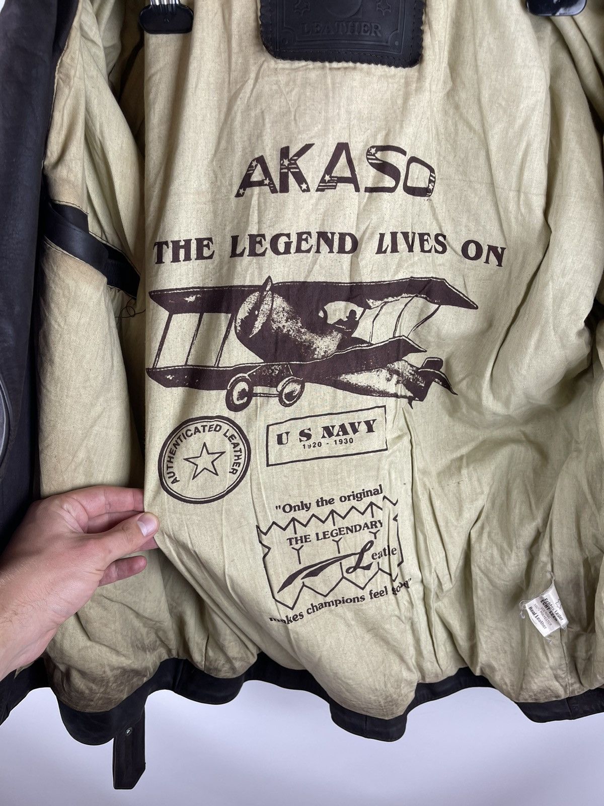 Vintage Akaso vintage 80s 90s military very rare genuine leather Size US XL / EU 56 / 4 - 3 Thumbnail