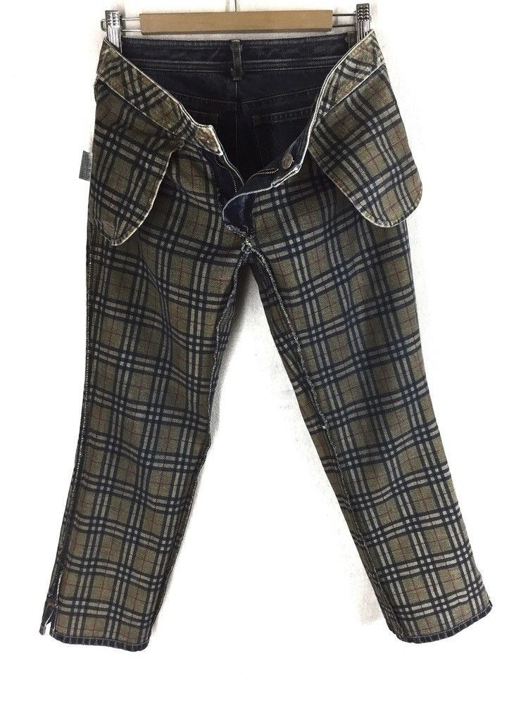 Burberry Blue Label Light Blue Nova Check Plaid Straight Leg Pants