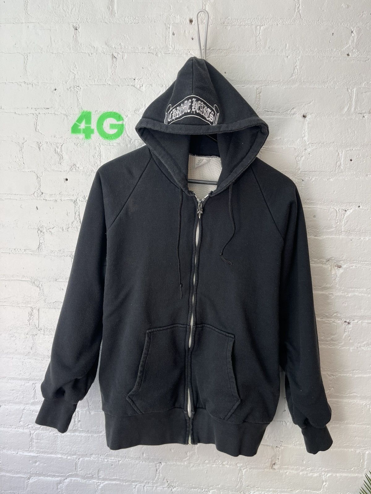 image of Chrome Hearts OG Hoodie Jacket Scroll Lined in Black, Men's (Size Large)