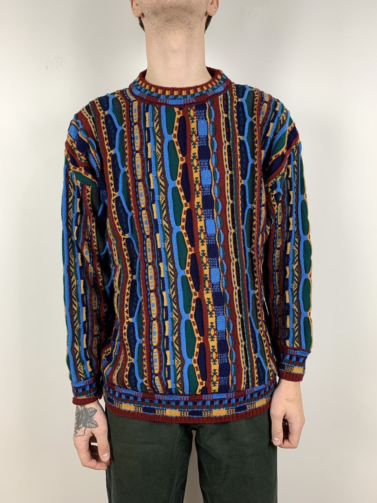 Vintage Coogi Multicolor Wool Rare Sweater Made In Australia