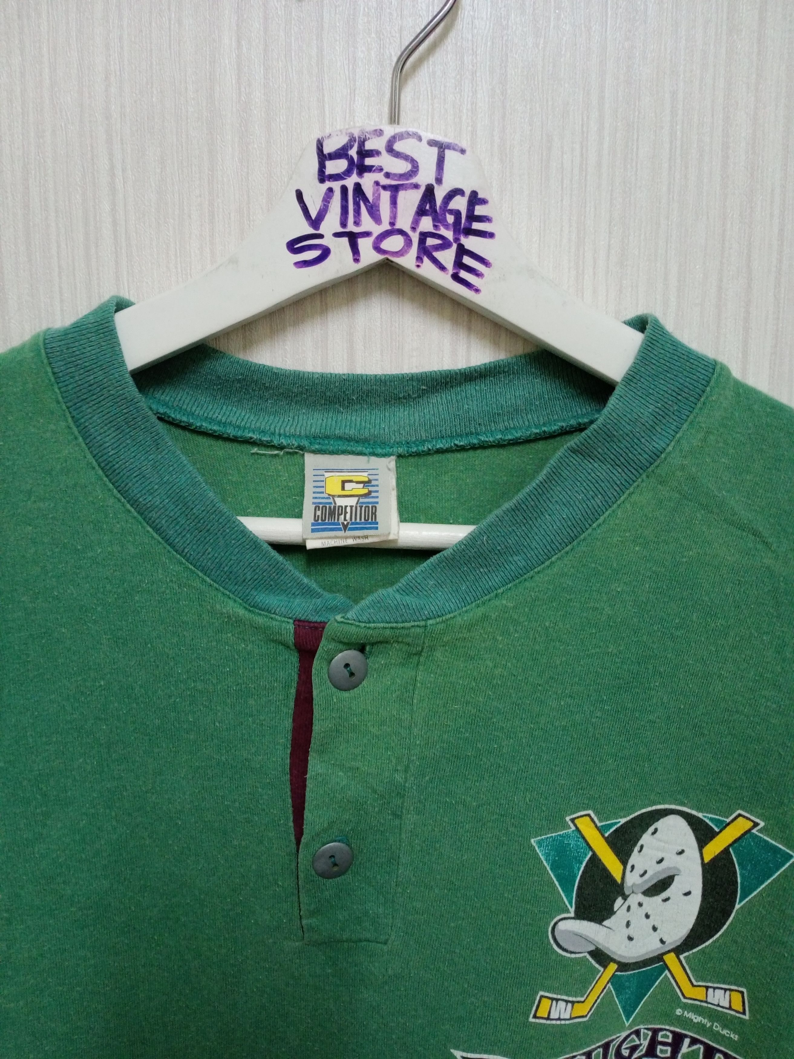 NHL Vintage 90s Mighty Ducks Hockey Tshirt Size US L / EU 52-54 / 3 - 3 Thumbnail