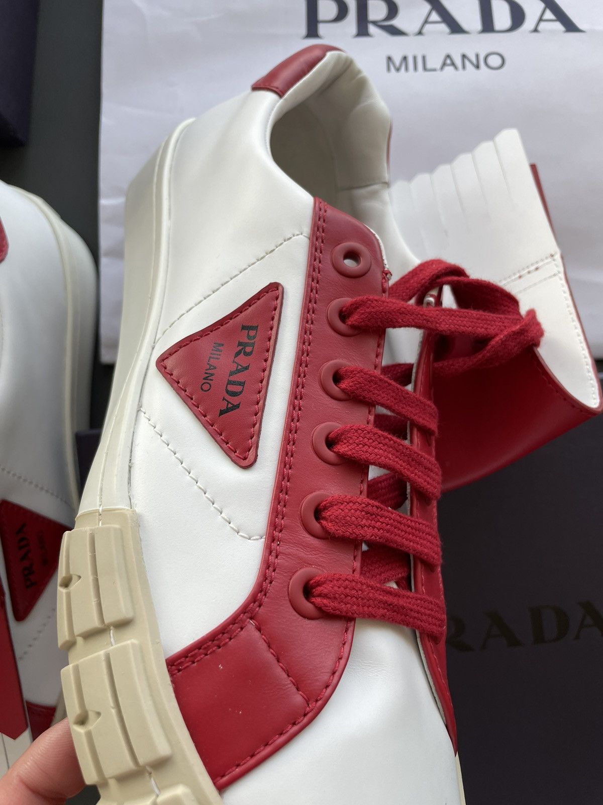 Prada Rare Super Limited Edition Runway Prada Logo Leather shoes Size US 10 / EU 43 - 13 Thumbnail