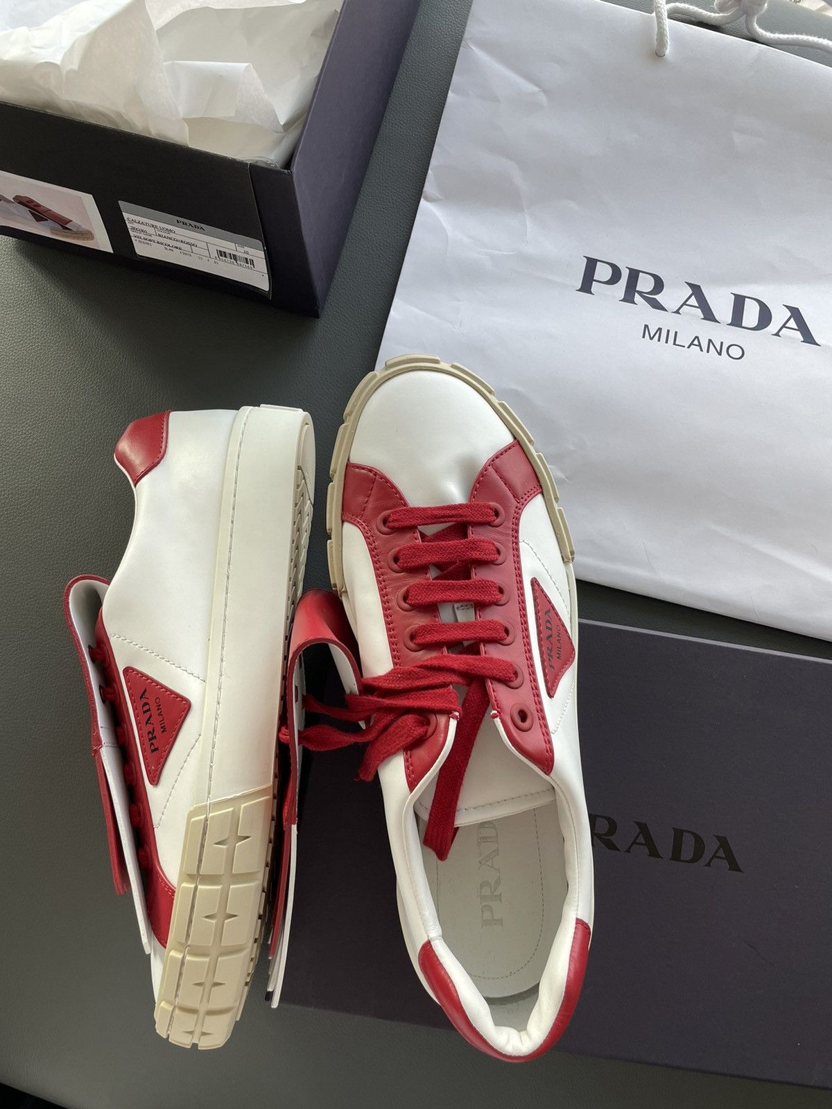 Prada Rare Super Limited Edition Runway Prada Logo Leather shoes Size US 10 / EU 43 - 9 Thumbnail