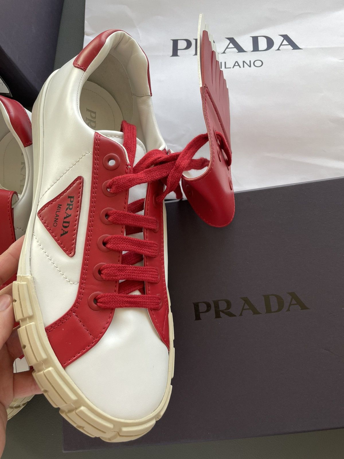 Prada Rare Super Limited Edition Runway Prada Logo Leather shoes Size US 10 / EU 43 - 19 Thumbnail