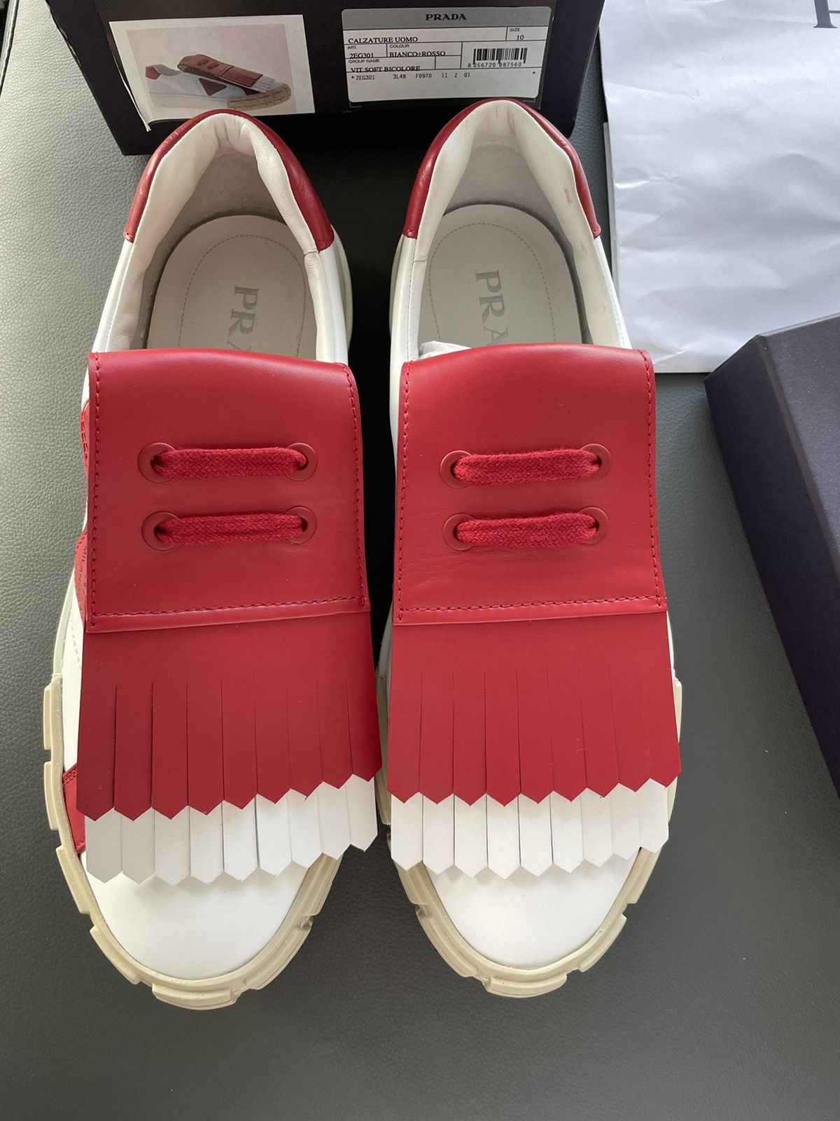 Prada Rare Super Limited Edition Runway Prada Logo Leather shoes Size US 10 / EU 43 - 18 Thumbnail
