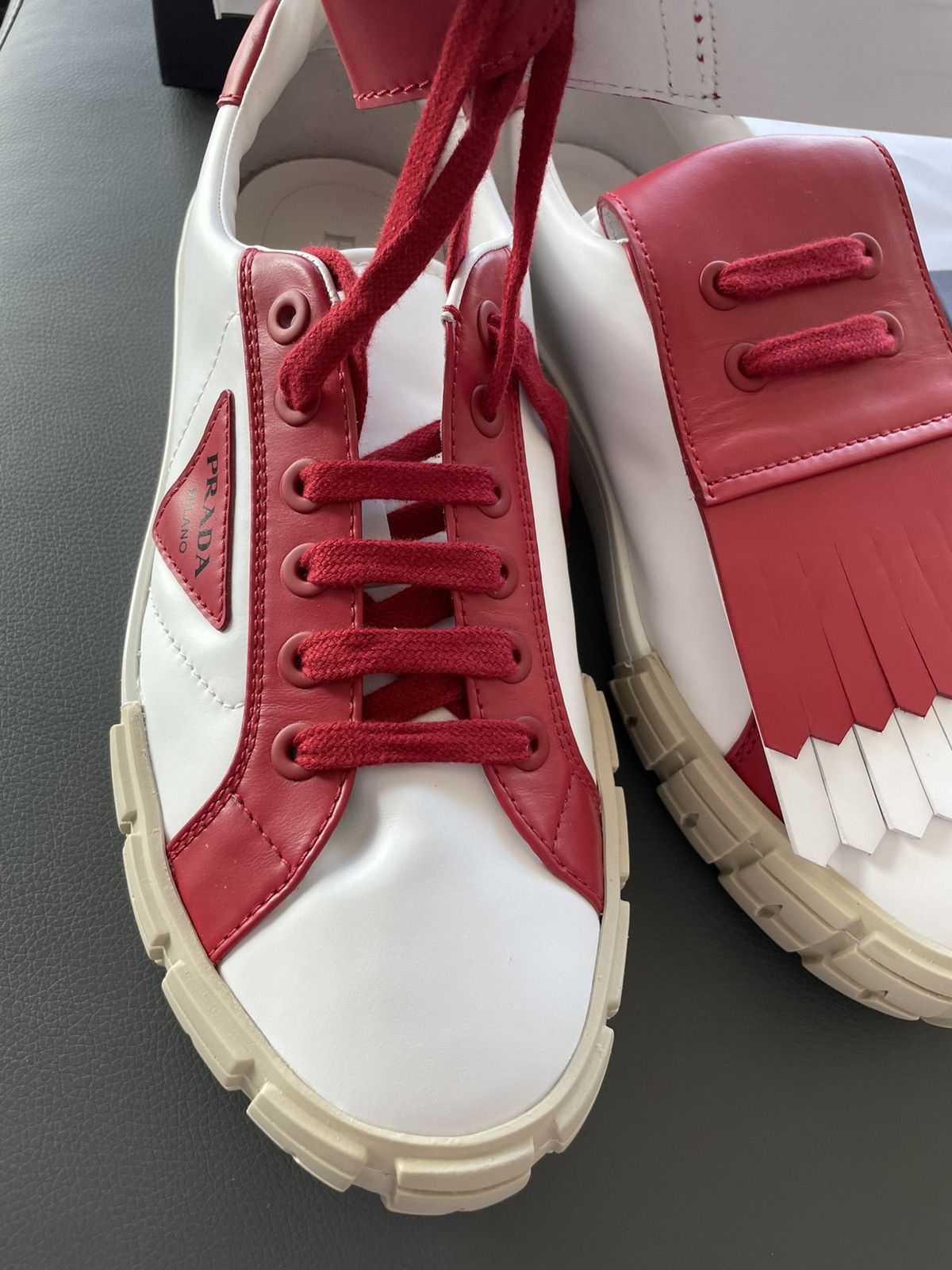 Prada Rare Super Limited Edition Runway Prada Logo Leather shoes Size US 10 / EU 43 - 8 Thumbnail