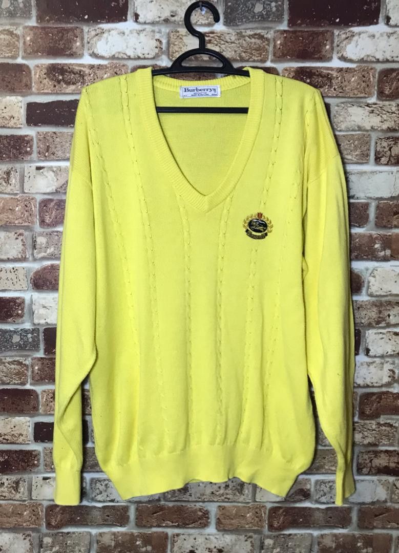 Burberry 🔥VINTAGE BURBERRY VNECK SWEATER Size US XL / EU 56 / 4 - 1 Thumbnail