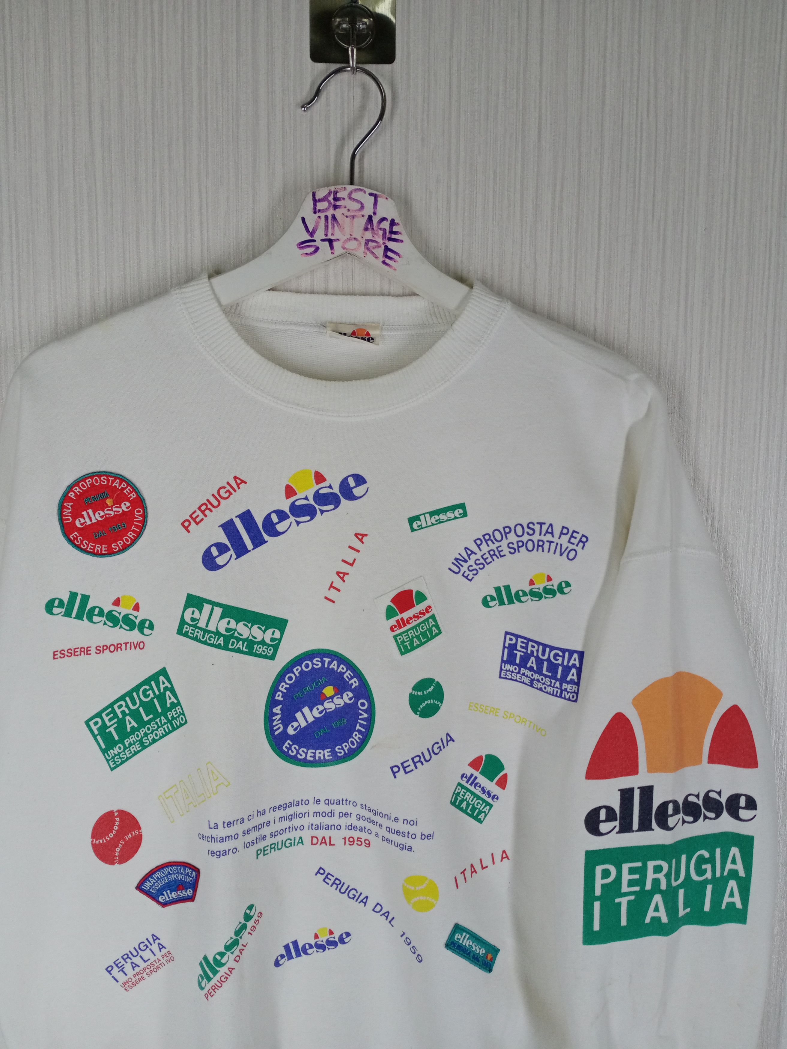 Ellesse Vintage 90s Ellesse Big Logo Fullprint Sweatshirt Size US M / EU 48-50 / 2 - 7 Thumbnail