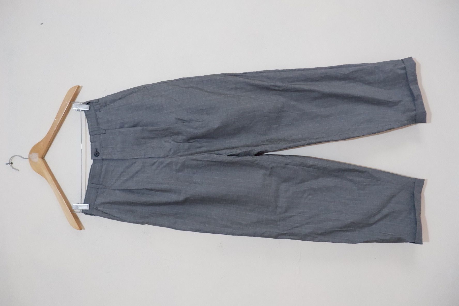 image of Yohji Yamamoto x YS For Men Pleats Wool Pants Wide Leg in Grey (Size 28)