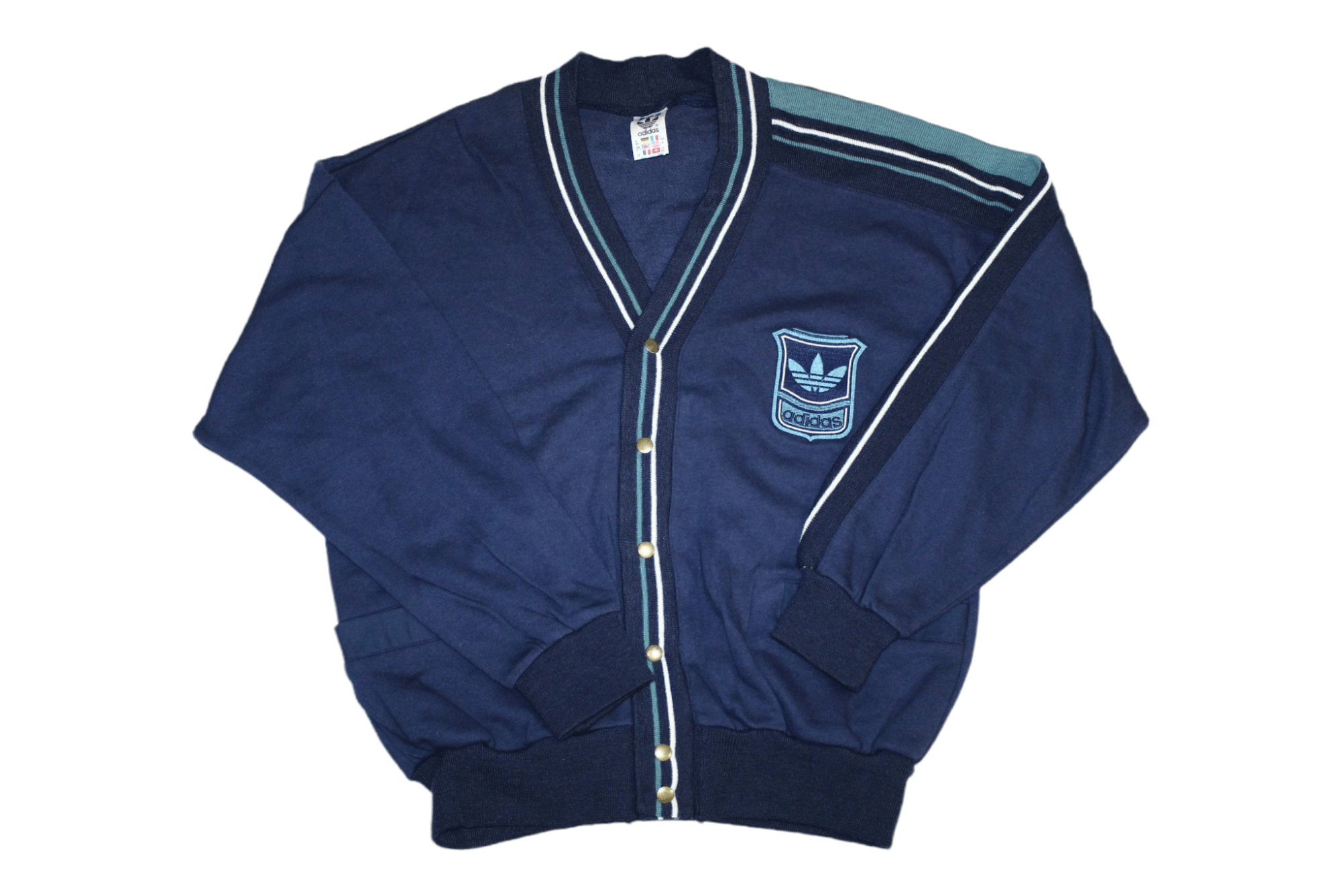 Adidas 💥 Rare VTG 💥 80s Adidas Box Logo Baggy Cardigan Size US M / EU 48-50 / 2 - 1 Thumbnail