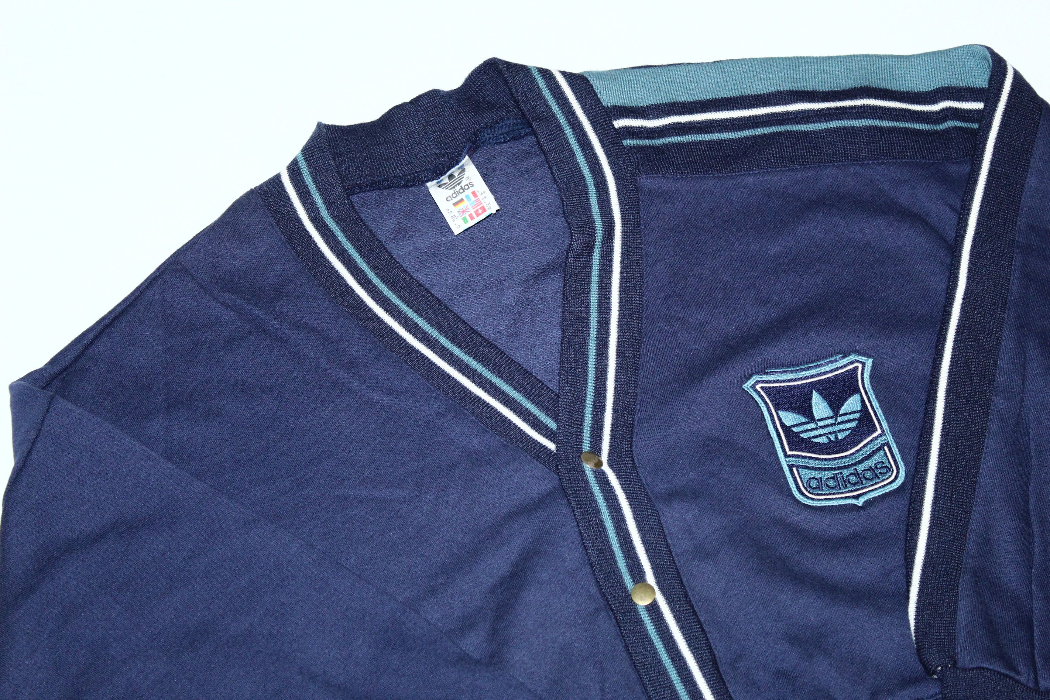 Adidas 💥 Rare VTG 💥 80s Adidas Box Logo Baggy Cardigan Size US M / EU 48-50 / 2 - 5 Thumbnail