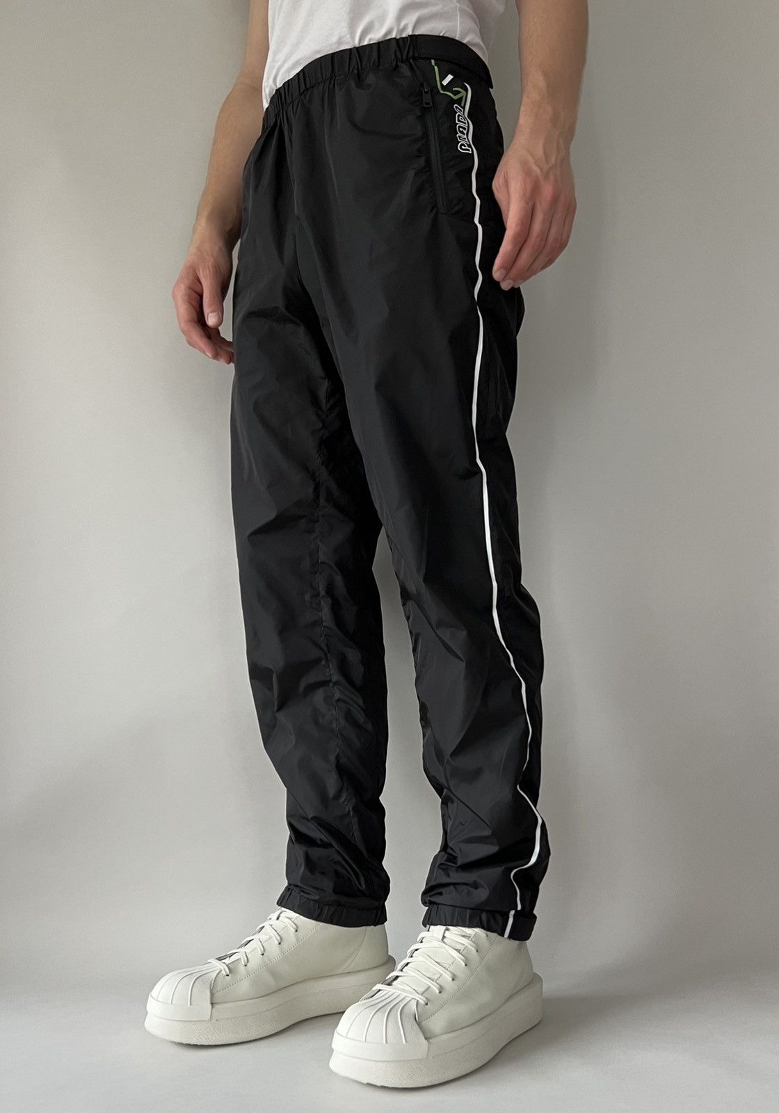 image of Prada Nylon Track Pant in Black, Men's (Size 30)