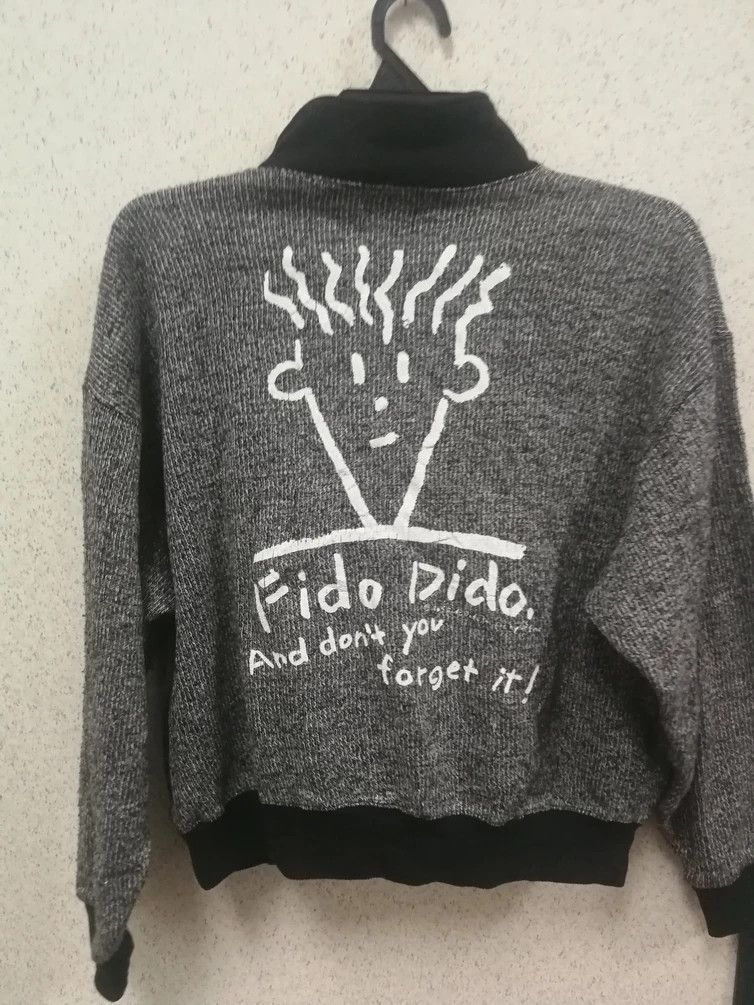 image of Cartoon Network x Vintage 80's 1985 Fido Dido Cartoon Sweatshirts+Fido-Fido in Black White (Size Sm