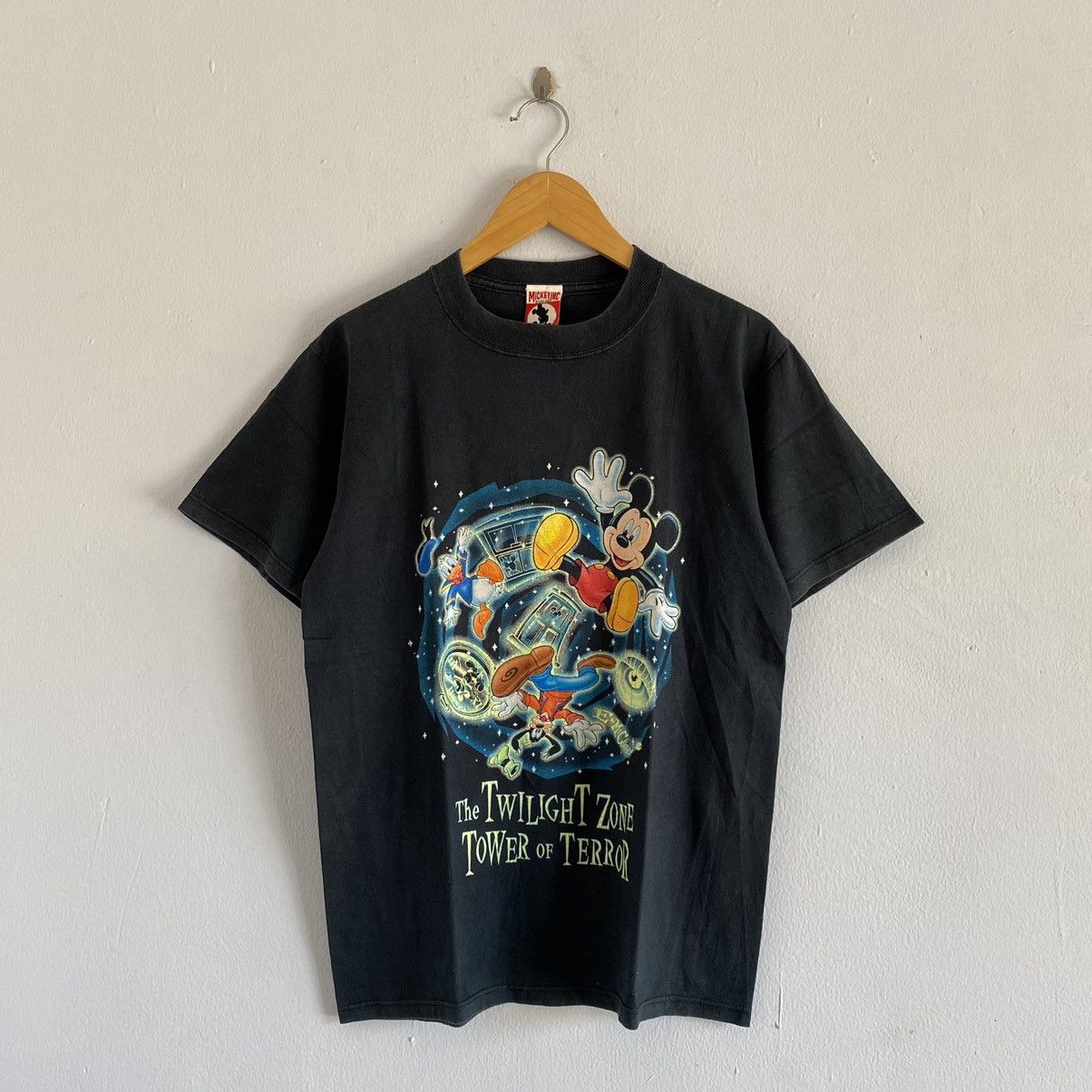 Image of Disney x Mickey Mouse Vintage The Twilight Zone Tower Of Terror in Black, Men's (Size Small)