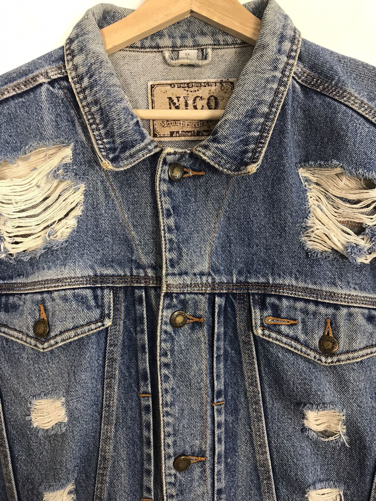 Japanese Brand Vintage Nico Distressed Denim Button Up Design Size US XXL / EU 58 / 5 - 5 Thumbnail