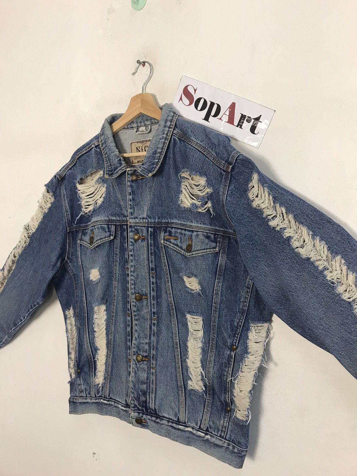 Japanese Brand Vintage Nico Distressed Denim Button Up Design Size US XXL / EU 58 / 5 - 4 Thumbnail