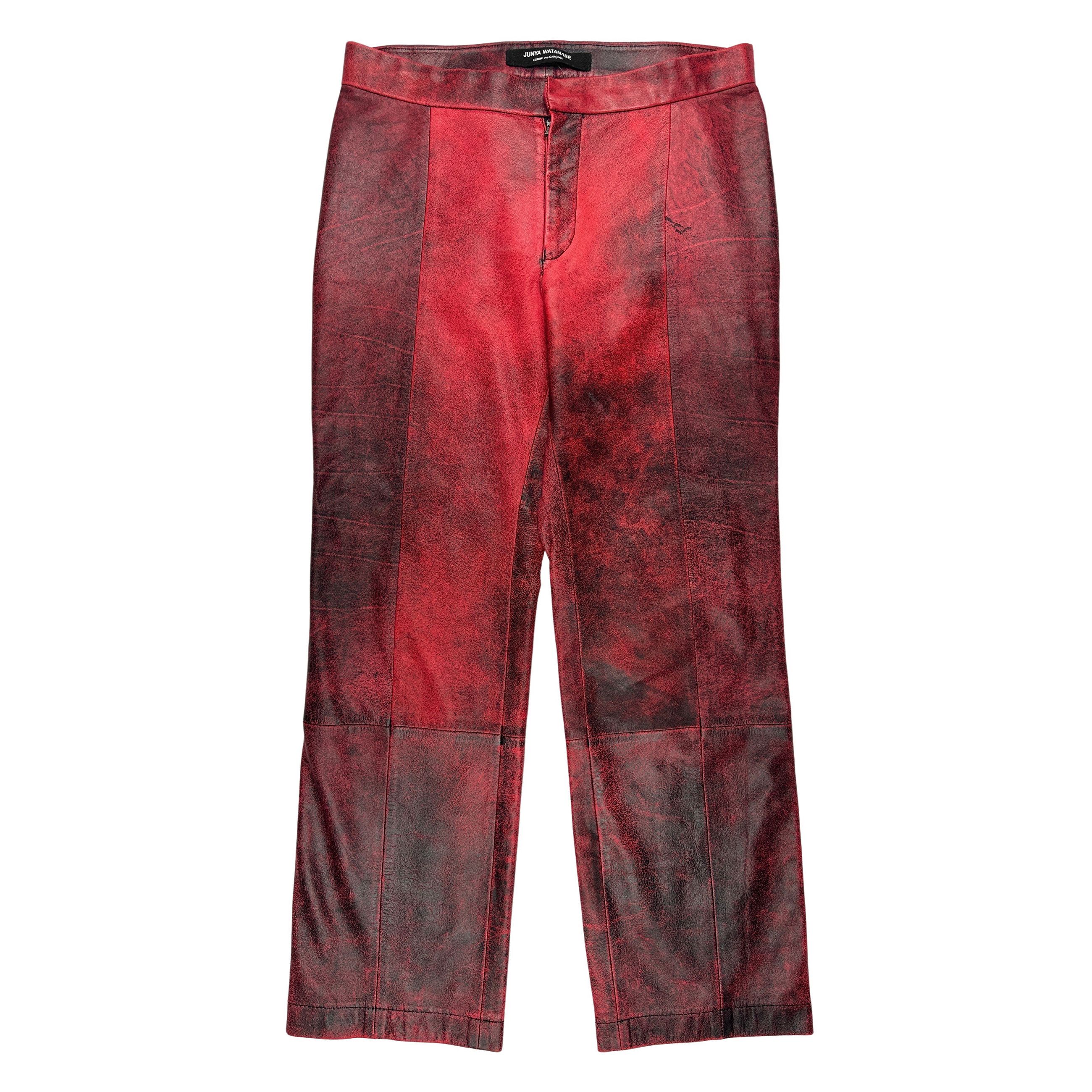 Comme des Garcons × Junya Watanabe AD1996 Distressed Leather Pants Size US 30 / EU 46 - 1 Thumbnail