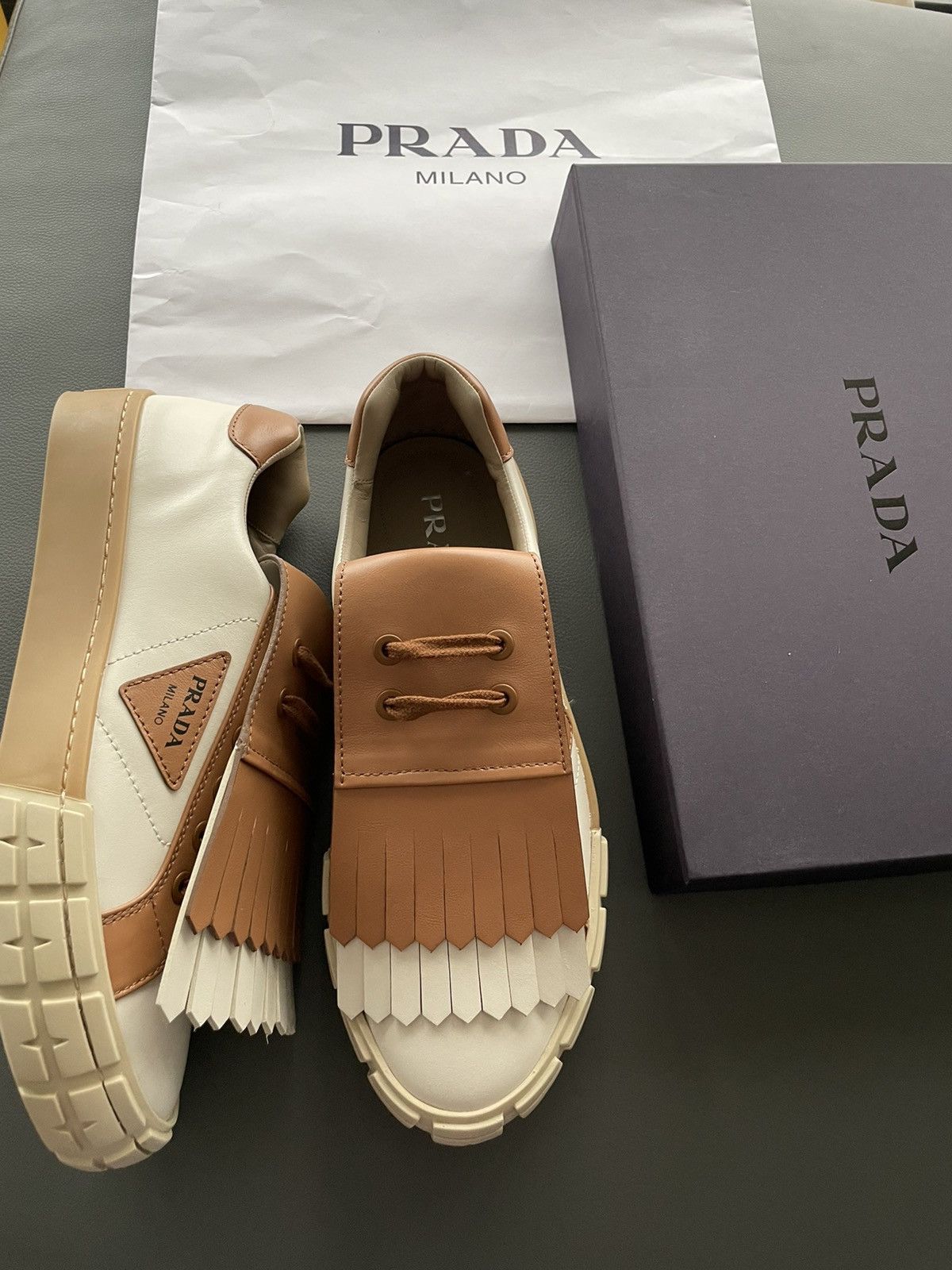 Prada Super Runway Limited Edition Prada Logo Leather Sneakers Size US 10 / EU 43 - 3 Thumbnail
