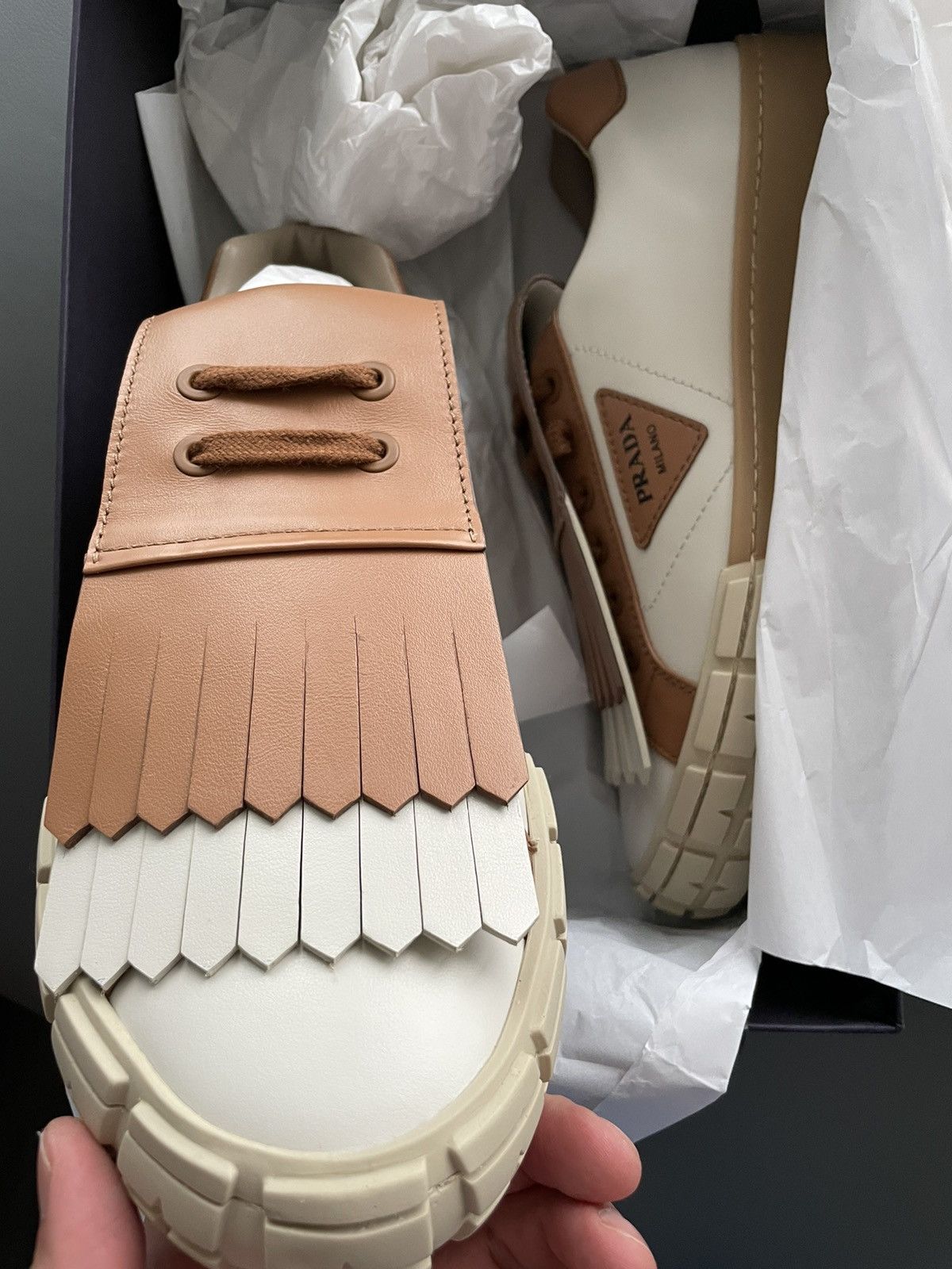 Prada Super Runway Limited Edition Prada Logo Leather Sneakers Size US 10 / EU 43 - 21 Thumbnail