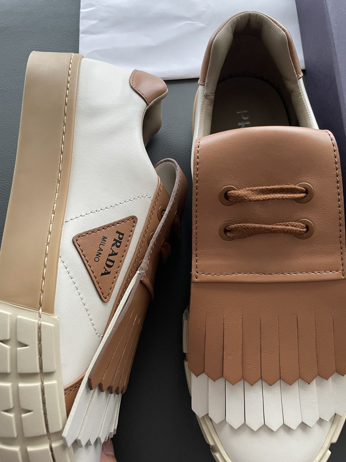 Prada Super Runway Limited Edition Prada Logo Leather Sneakers Size US 10 / EU 43 - 7 Thumbnail