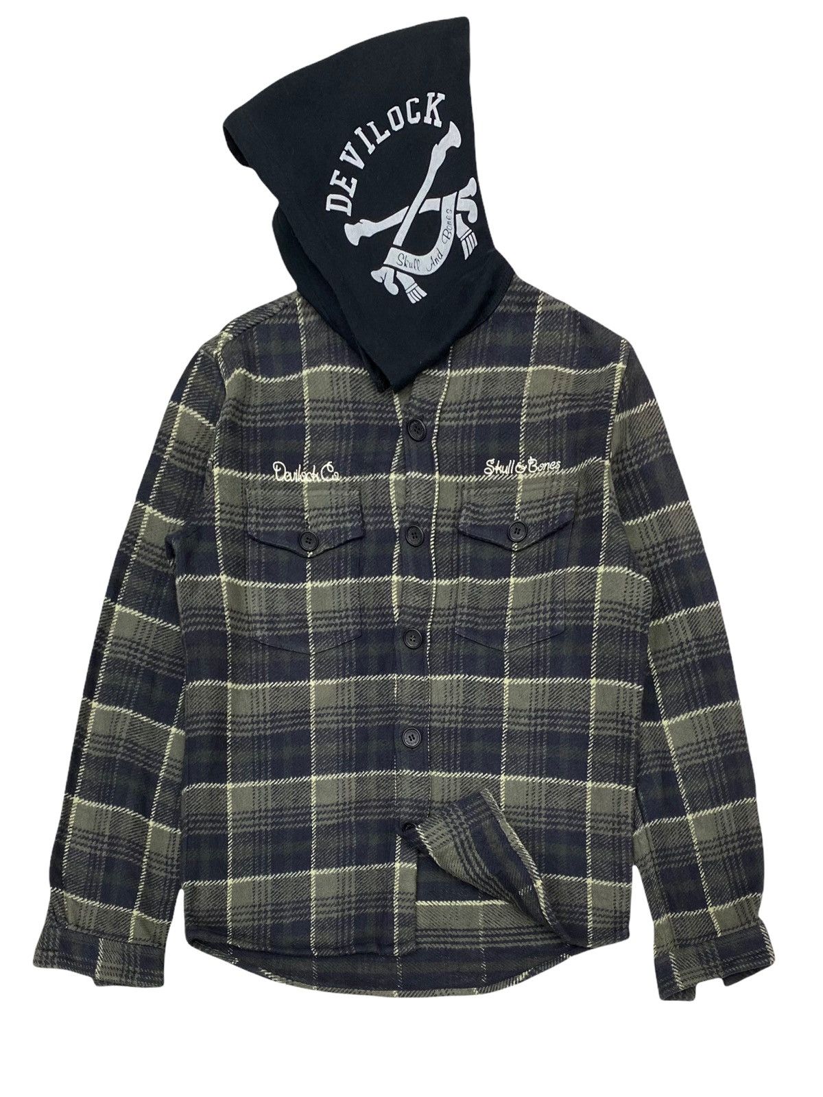 Pre-owned Devilock X Skulls Vintage Devilock Embroidery Spellout Tartan Flannel Hoodies In Mix Colours