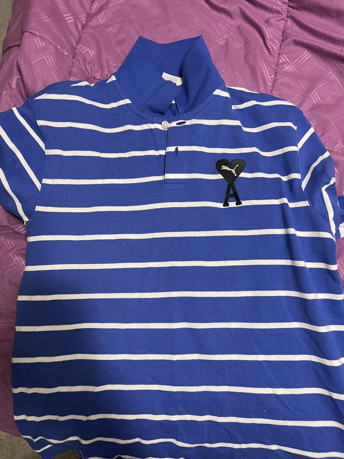 Ami x Puma Blue Striped Polo