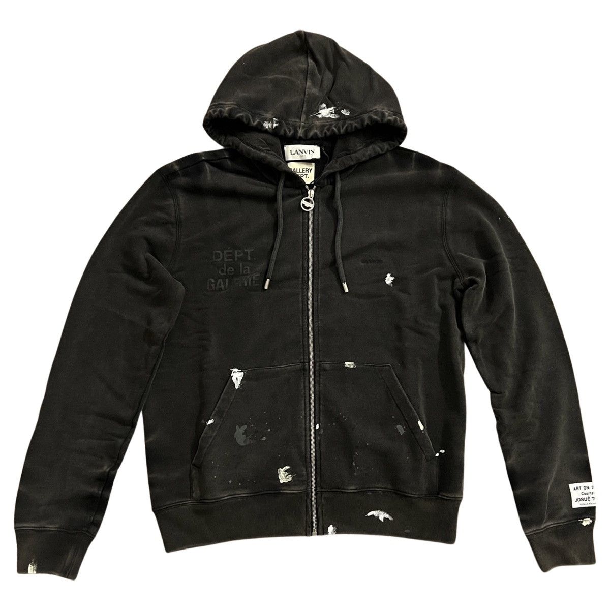 image of Gallery Dept Paint Splatter Zip Hoodie in Black, Men's (Size Medium)