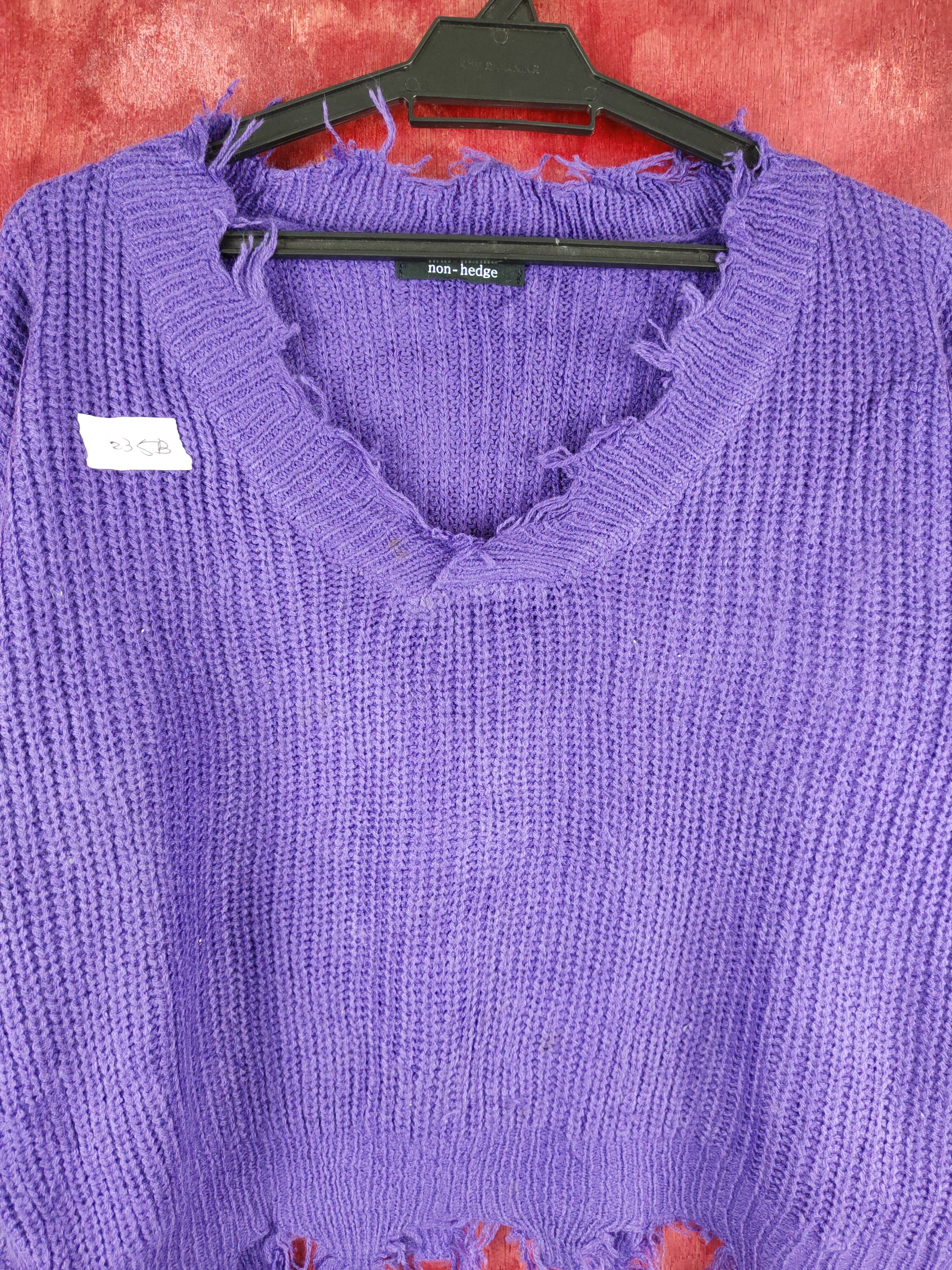 Homespun Knitwear Non-hedge Purple ripped distressed Knitwear #235BDLL Size M / US 6-8 / IT 42-44 - 2 Thumbnail