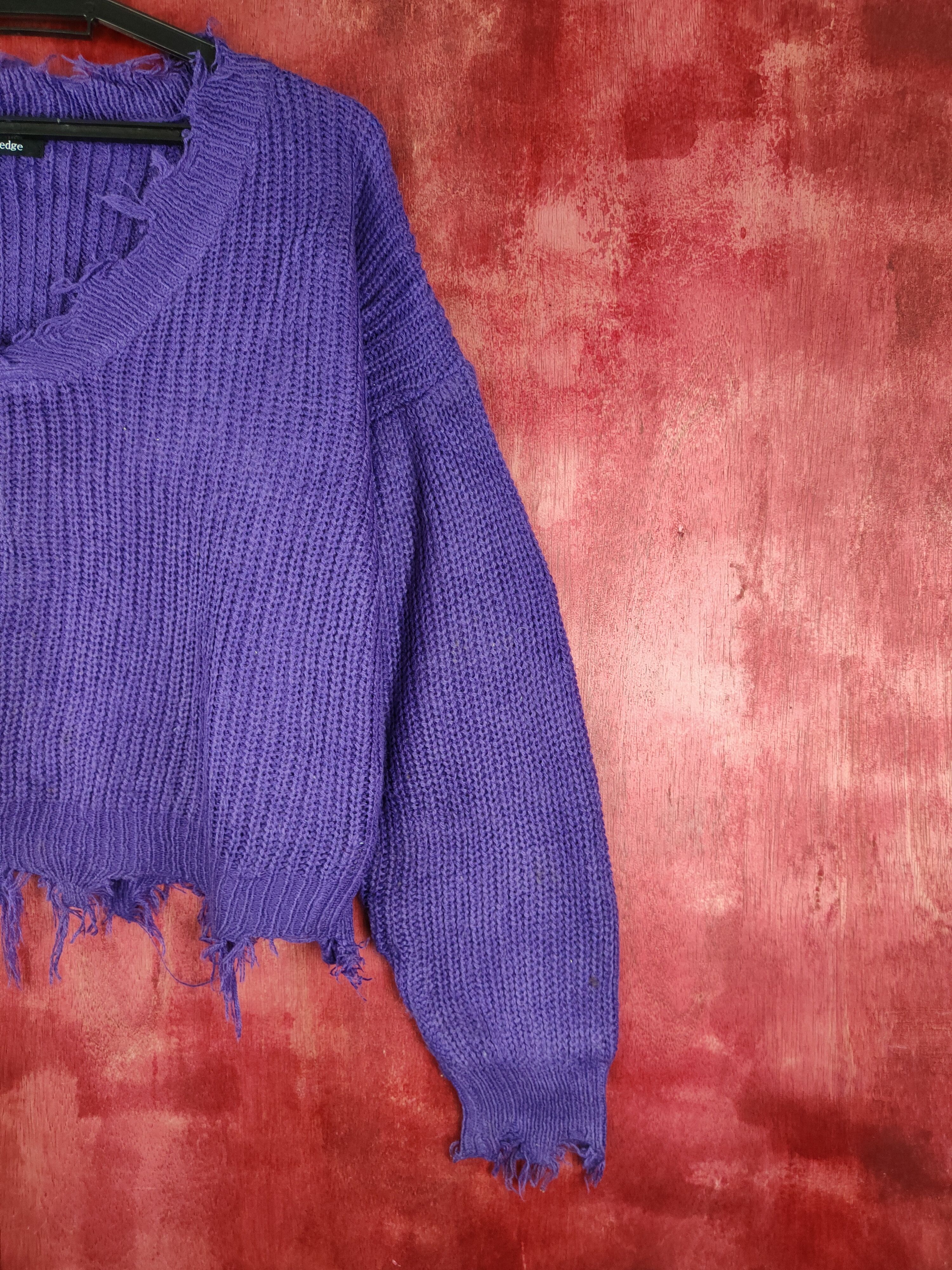 Homespun Knitwear Non-hedge Purple ripped distressed Knitwear #235BDLL Size M / US 6-8 / IT 42-44 - 5 Thumbnail