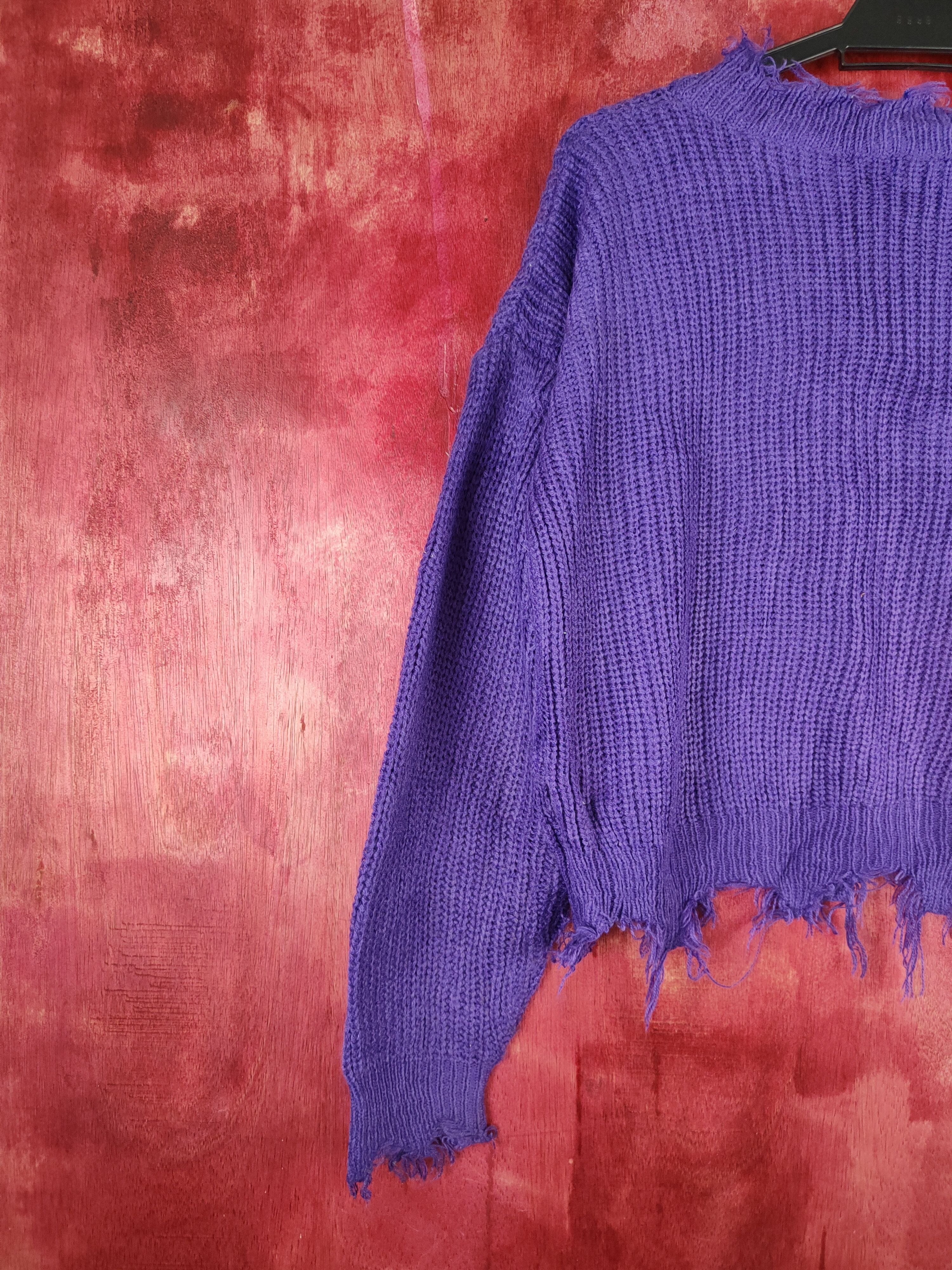Homespun Knitwear Non-hedge Purple ripped distressed Knitwear #235BDLL Size M / US 6-8 / IT 42-44 - 8 Thumbnail