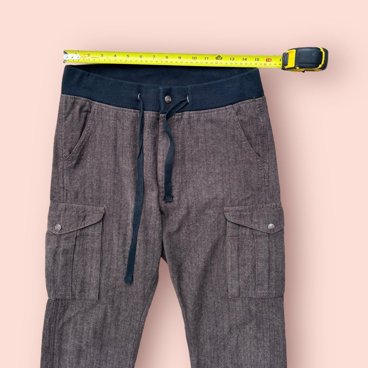 Japanese Brand × Lee VINTAGE LEE HERRINGBONE DRAWSTRING CARGO PANTS Size US 30 / EU 46 - 24 Thumbnail