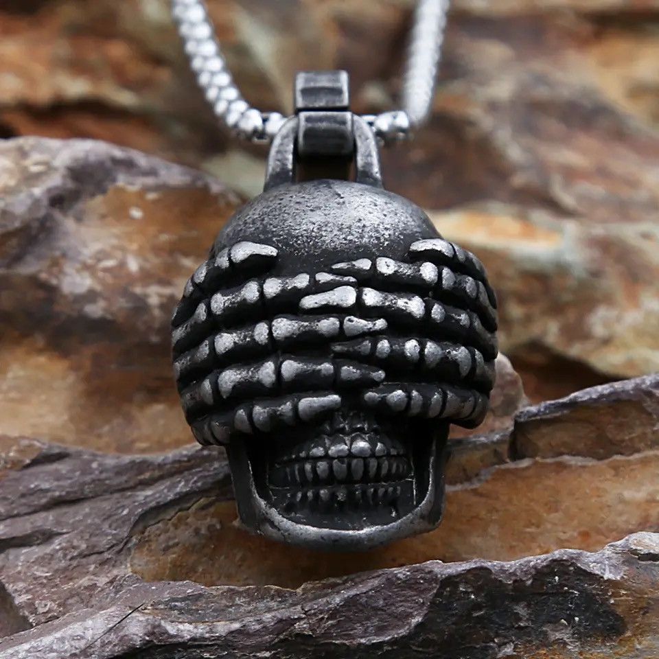 Jewelry Rock Skull Pendant Necklace Size ONE SIZE - 1 Thumbnail