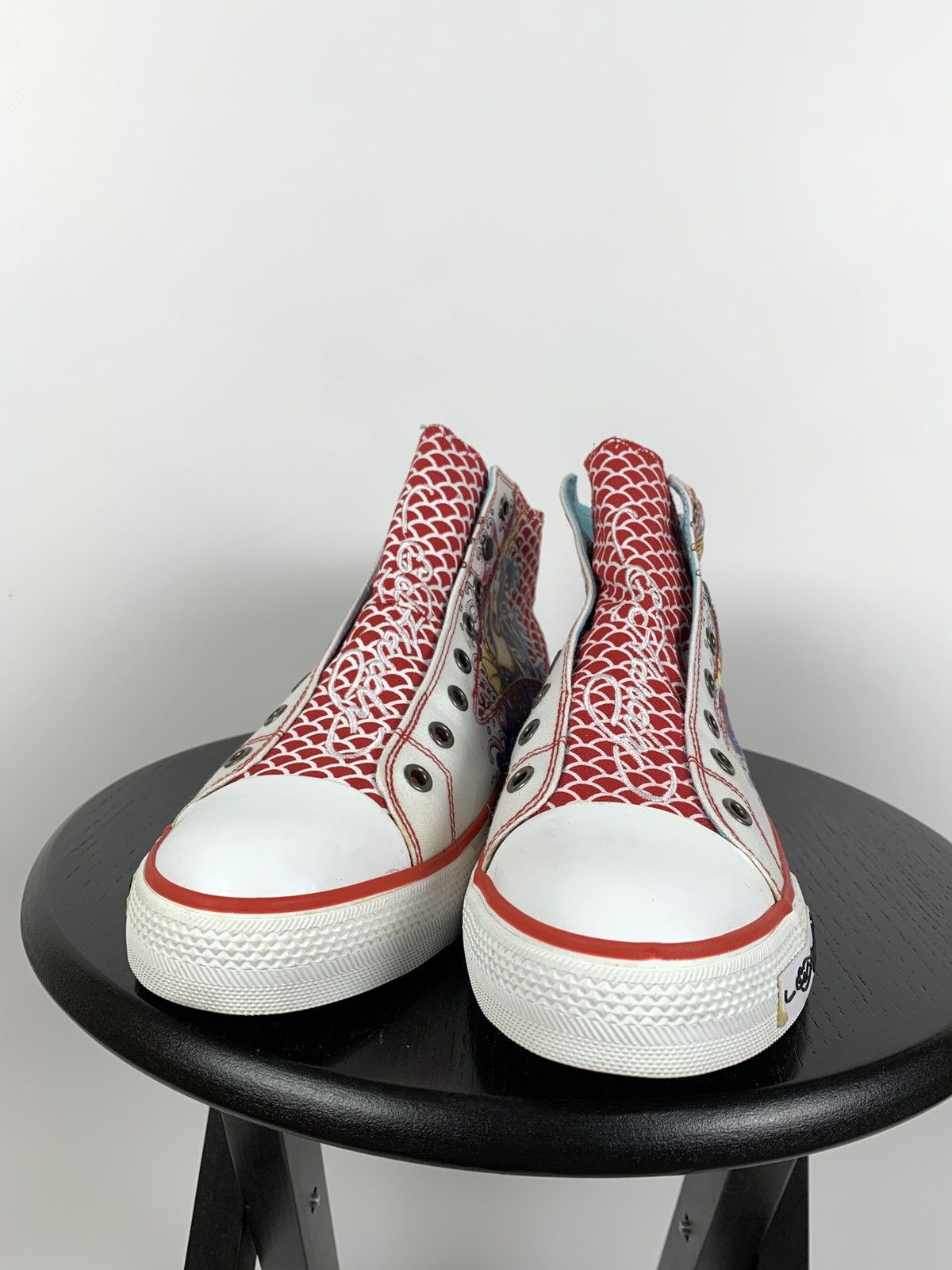 Christian Audigier NEW! Vintage Ed Hardy Hi Top Sneakers Rare Fish Mermaid Y2K Size US 8.5 / EU 41-42 - 11 Thumbnail