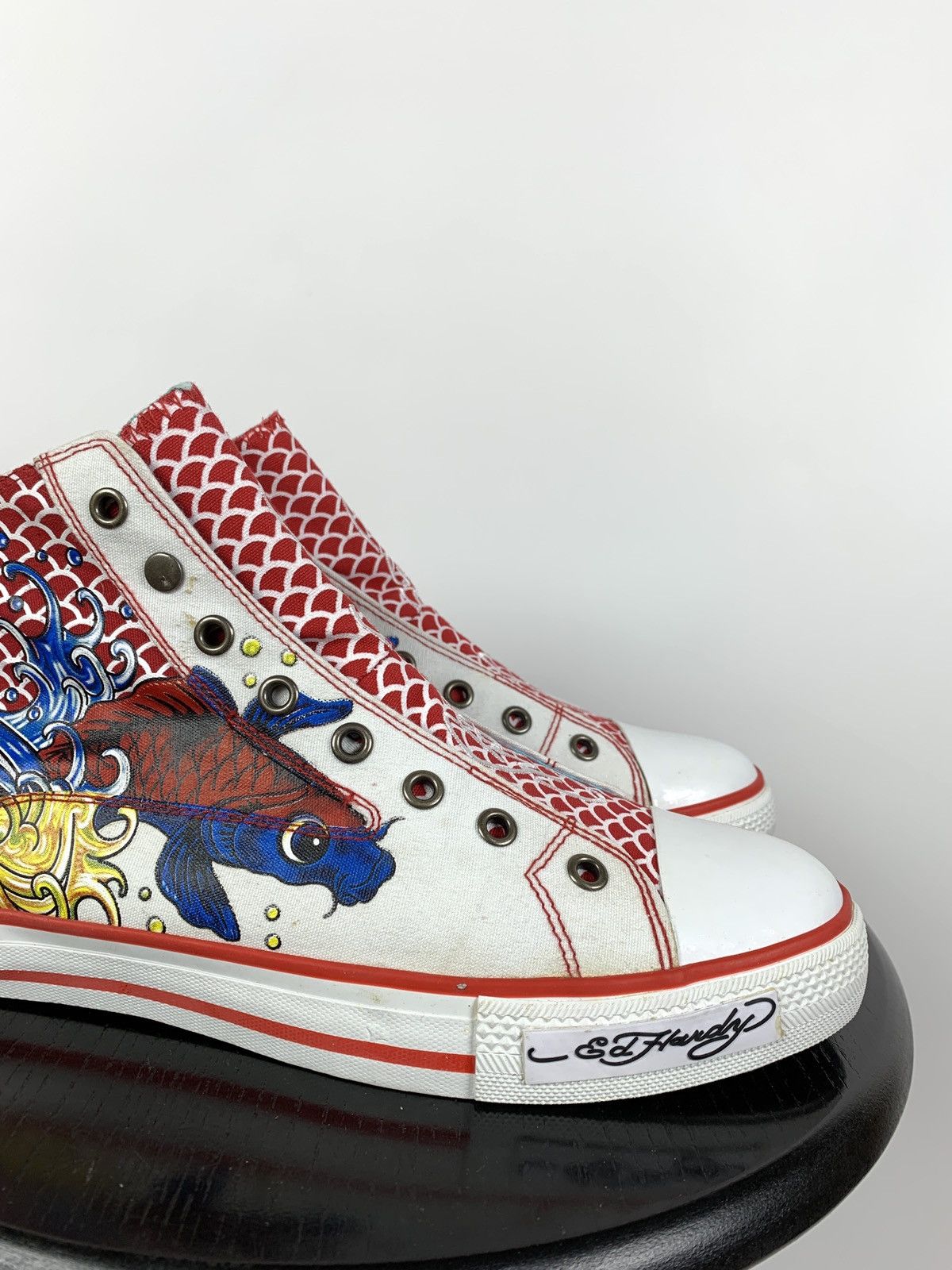 Christian Audigier NEW! Vintage Ed Hardy Hi Top Sneakers Rare Fish Mermaid Y2K Size US 8.5 / EU 41-42 - 13 Thumbnail