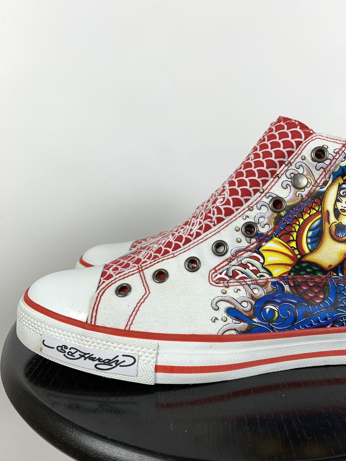 Christian Audigier NEW! Vintage Ed Hardy Hi Top Sneakers Rare Fish Mermaid Y2K Size US 8.5 / EU 41-42 - 9 Thumbnail