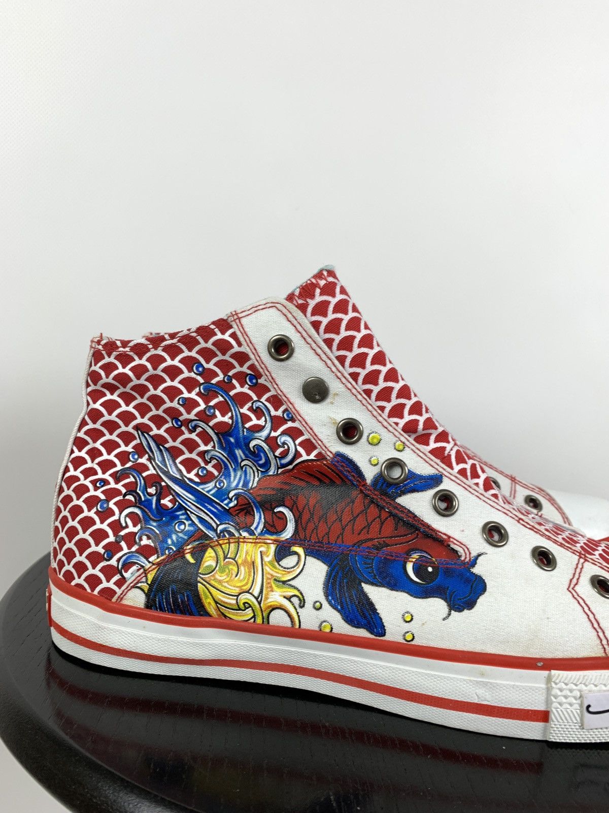 Christian Audigier NEW! Vintage Ed Hardy Hi Top Sneakers Rare Fish Mermaid Y2K Size US 8.5 / EU 41-42 - 12 Thumbnail