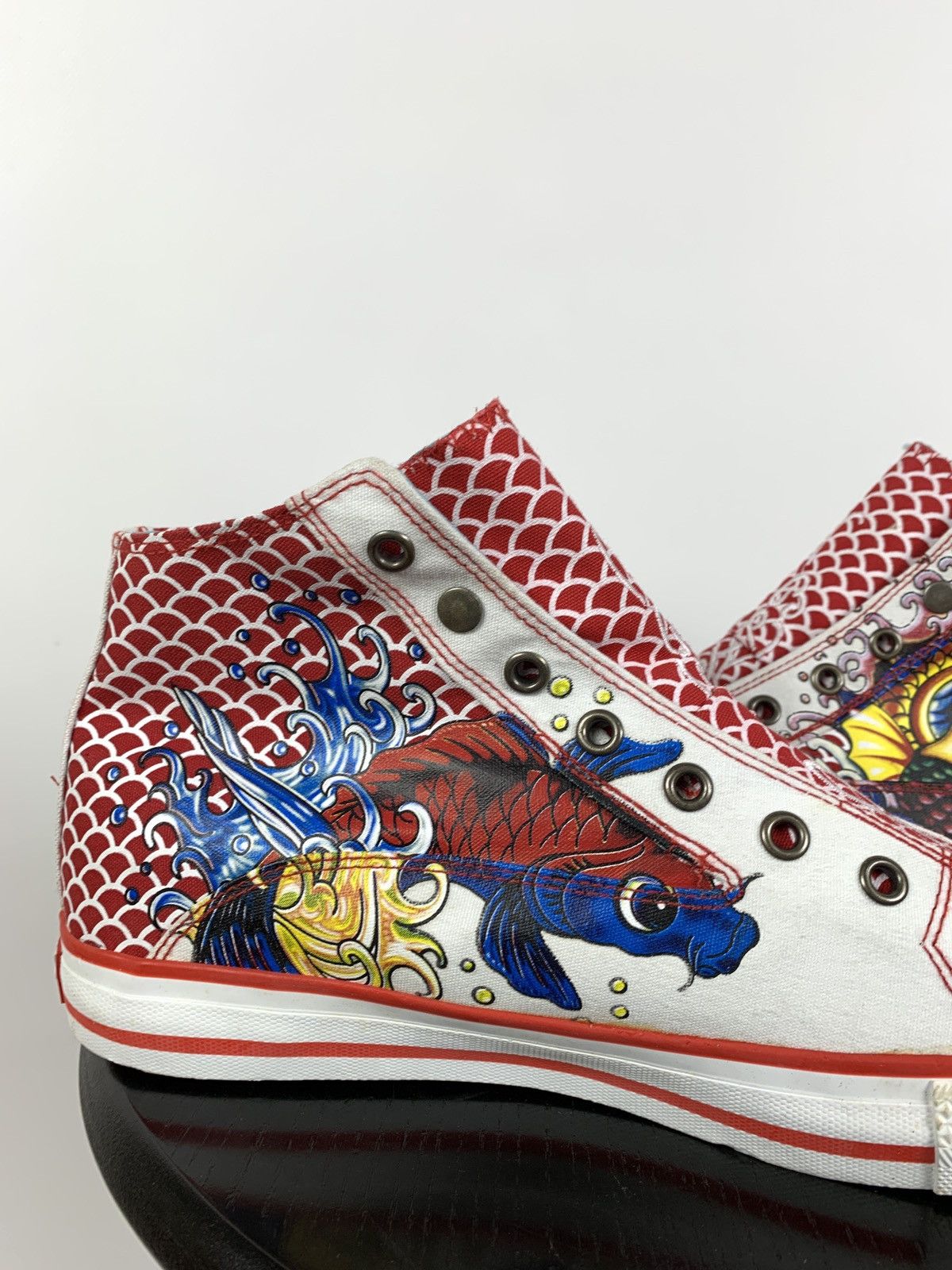 Christian Audigier NEW! Vintage Ed Hardy Hi Top Sneakers Rare Fish Mermaid Y2K Size US 8.5 / EU 41-42 - 15 Thumbnail