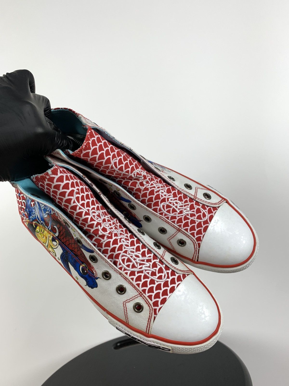 Christian Audigier NEW! Vintage Ed Hardy Hi Top Sneakers Rare Fish Mermaid Y2K Size US 8.5 / EU 41-42 - 18 Thumbnail