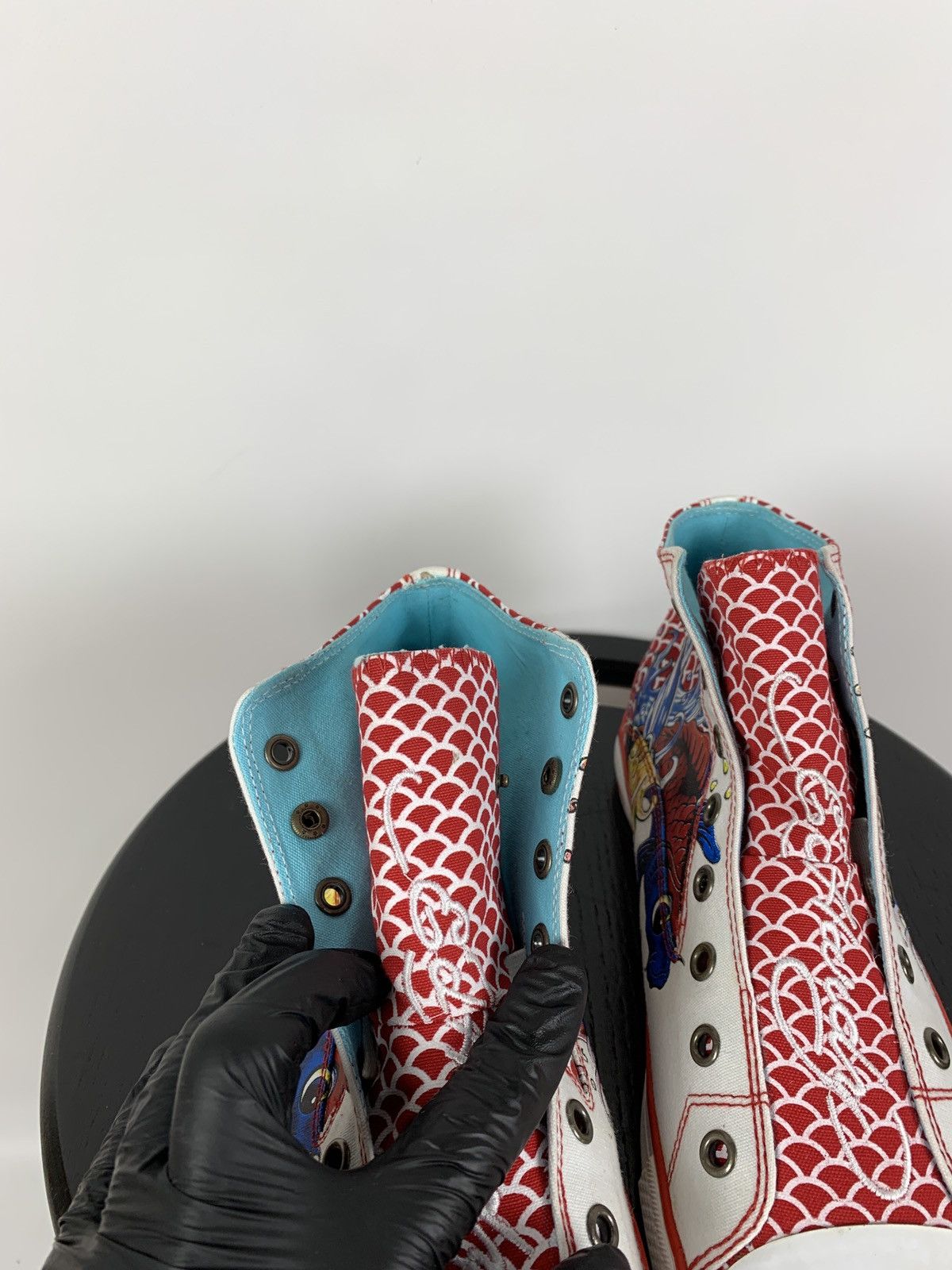 Christian Audigier NEW! Vintage Ed Hardy Hi Top Sneakers Rare Fish Mermaid Y2K Size US 8.5 / EU 41-42 - 19 Thumbnail
