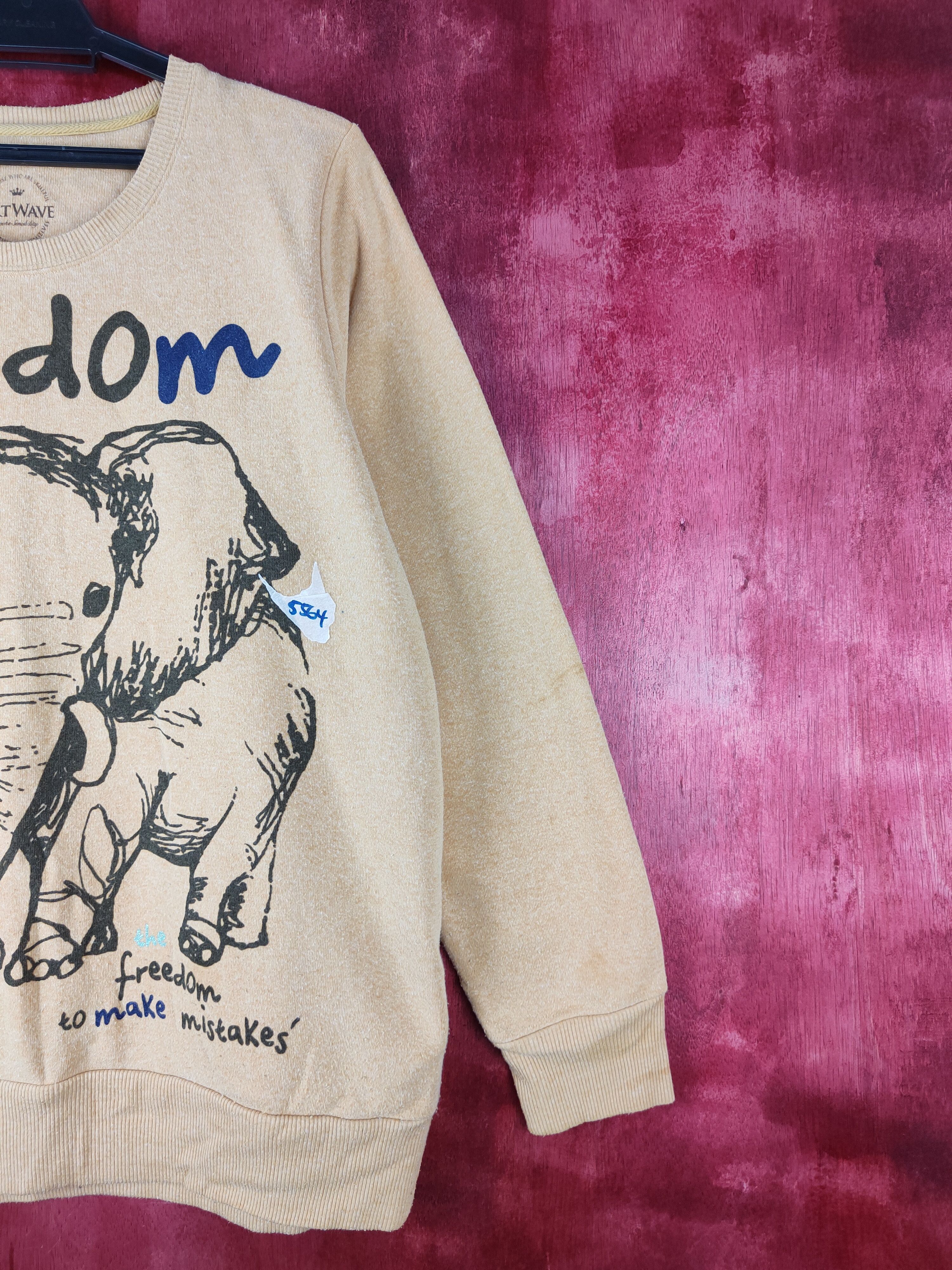 Japanese Brand × Vintage Art Wave-Freedom Elephant Mustard Sweatshirt #S593 Size L / US 10 / IT 46 - 5 Thumbnail