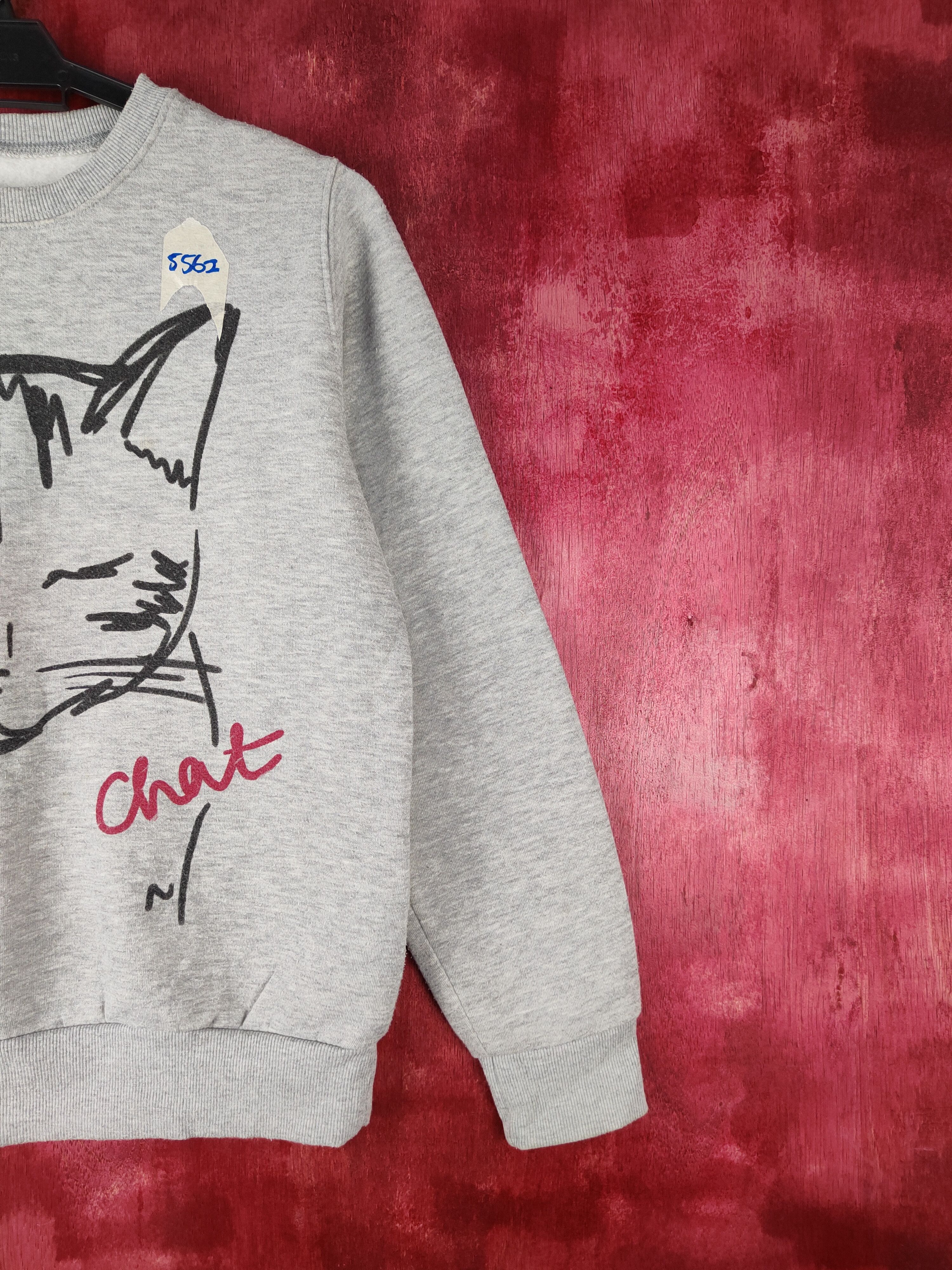 Japanese Brand × Vintage Chat-Cat big cat Gray Sweatshirt #S591 Size S / US 4 / IT 40 - 5 Thumbnail