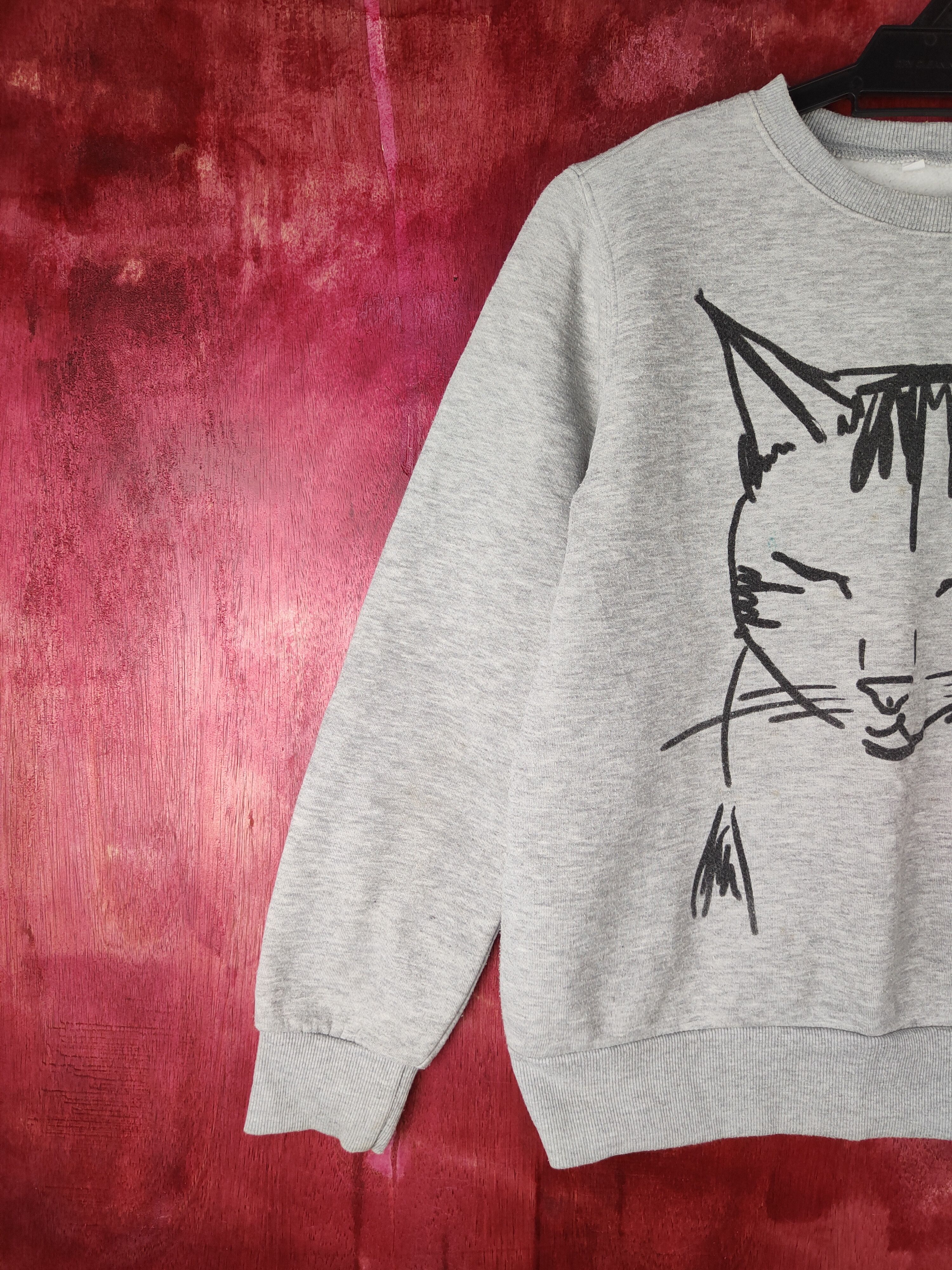 Japanese Brand × Vintage Chat-Cat big cat Gray Sweatshirt #S591 Size S / US 4 / IT 40 - 3 Thumbnail
