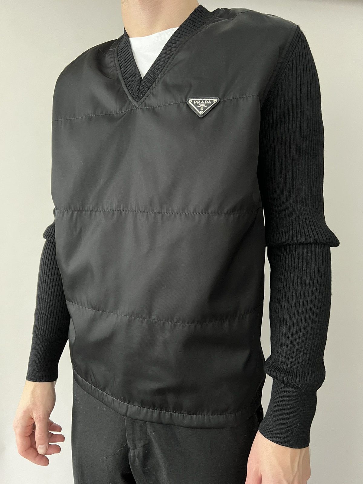 Prada 🧶$1.7K VALUE🧶Prada Nylon Knit Sweater with triangle logo Size US L / EU 52-54 / 3 - 4 Thumbnail