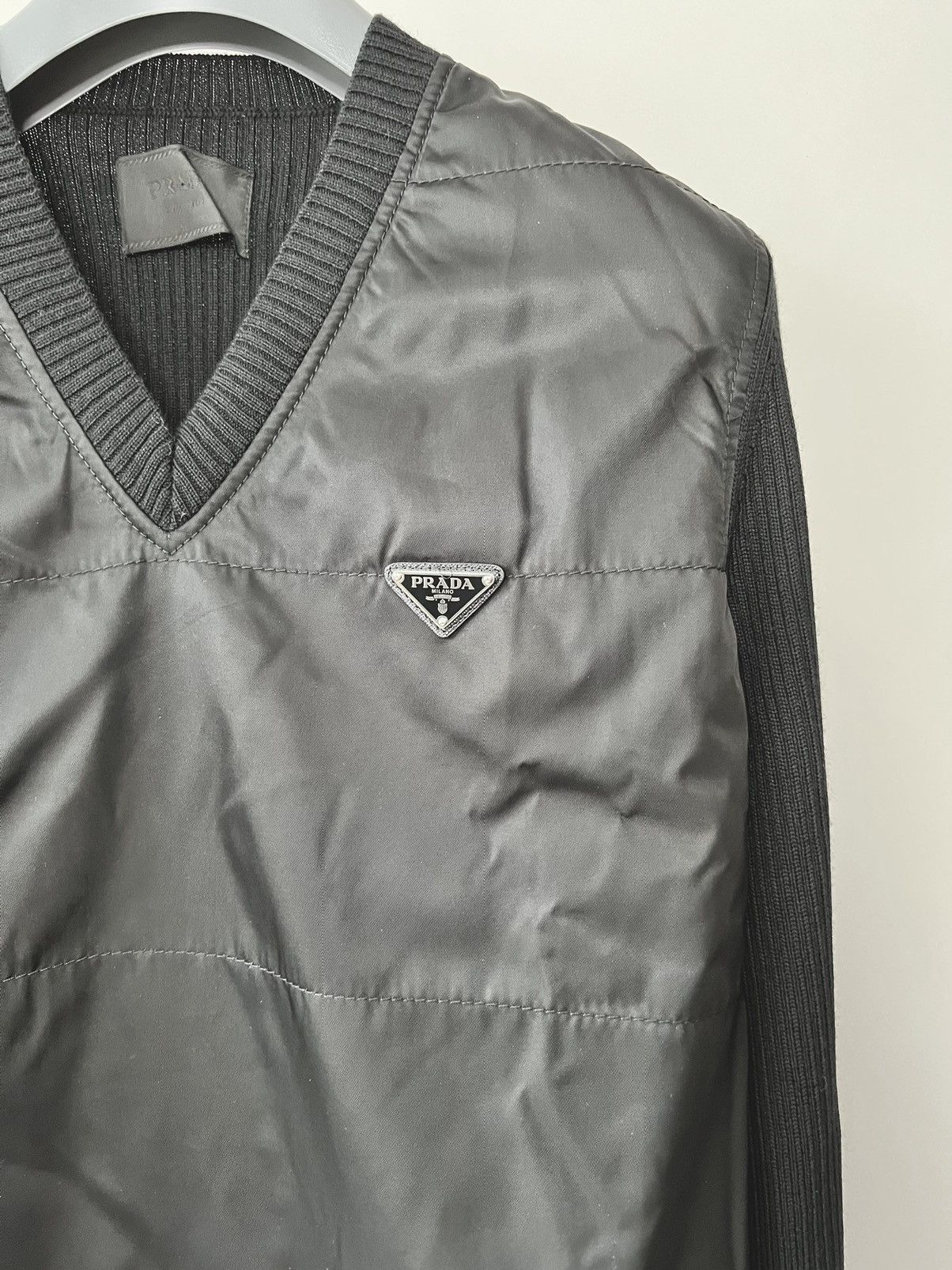 Prada 🧶$1.7K VALUE🧶Prada Nylon Knit Sweater with triangle logo Size US L / EU 52-54 / 3 - 6 Thumbnail