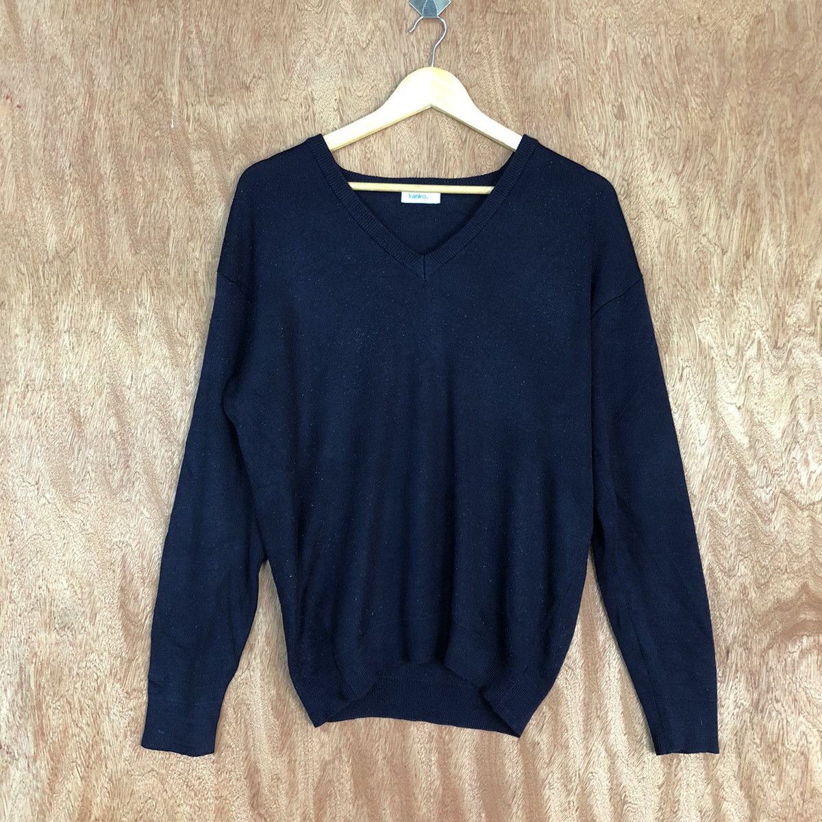 image of Homespun Knitwear Kanko Dark Blue Plain Japan Knitwear C841, Men's (Size Large)