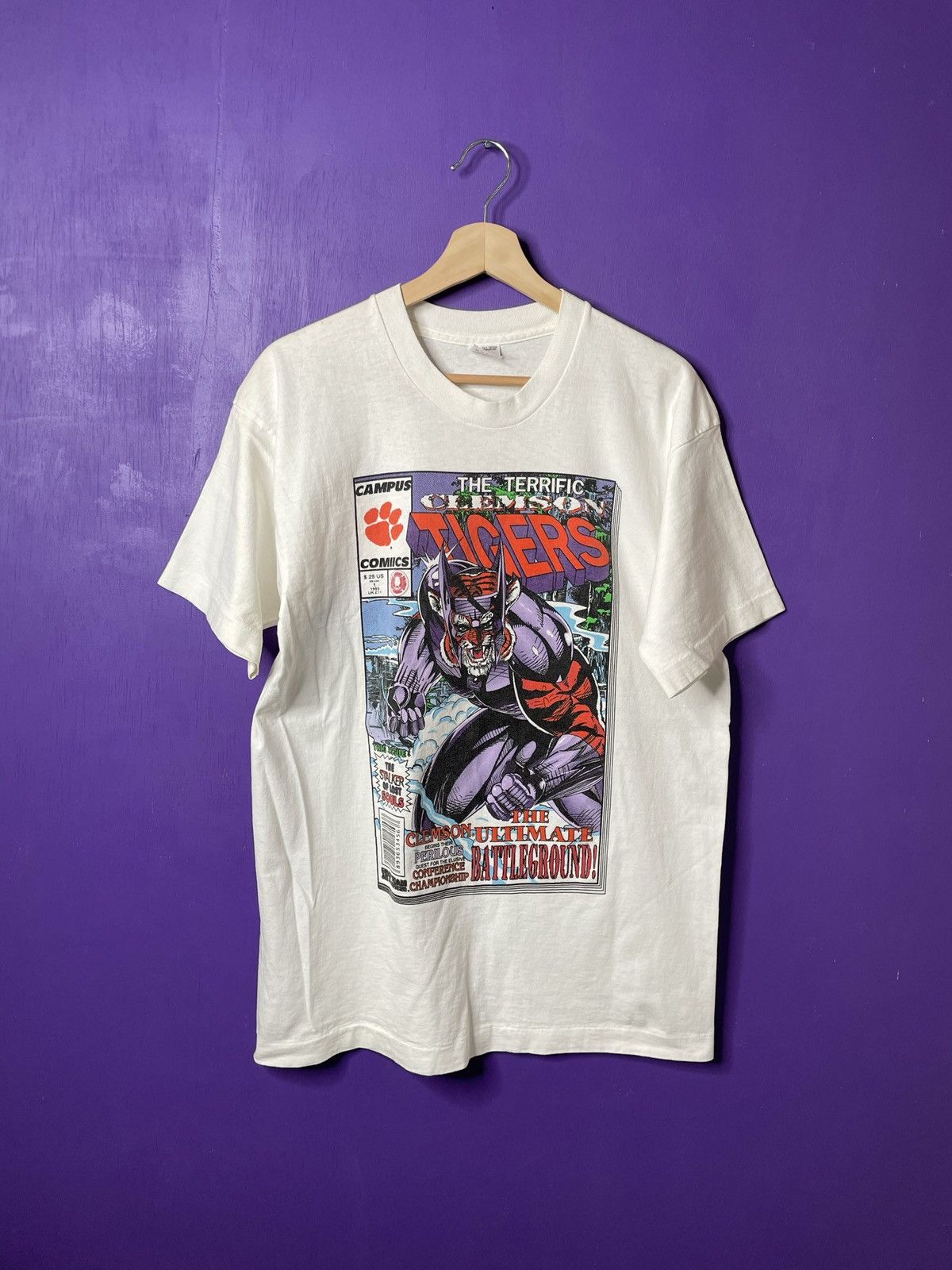 Vintage Clemson tigers campus comics superhero t-shirt