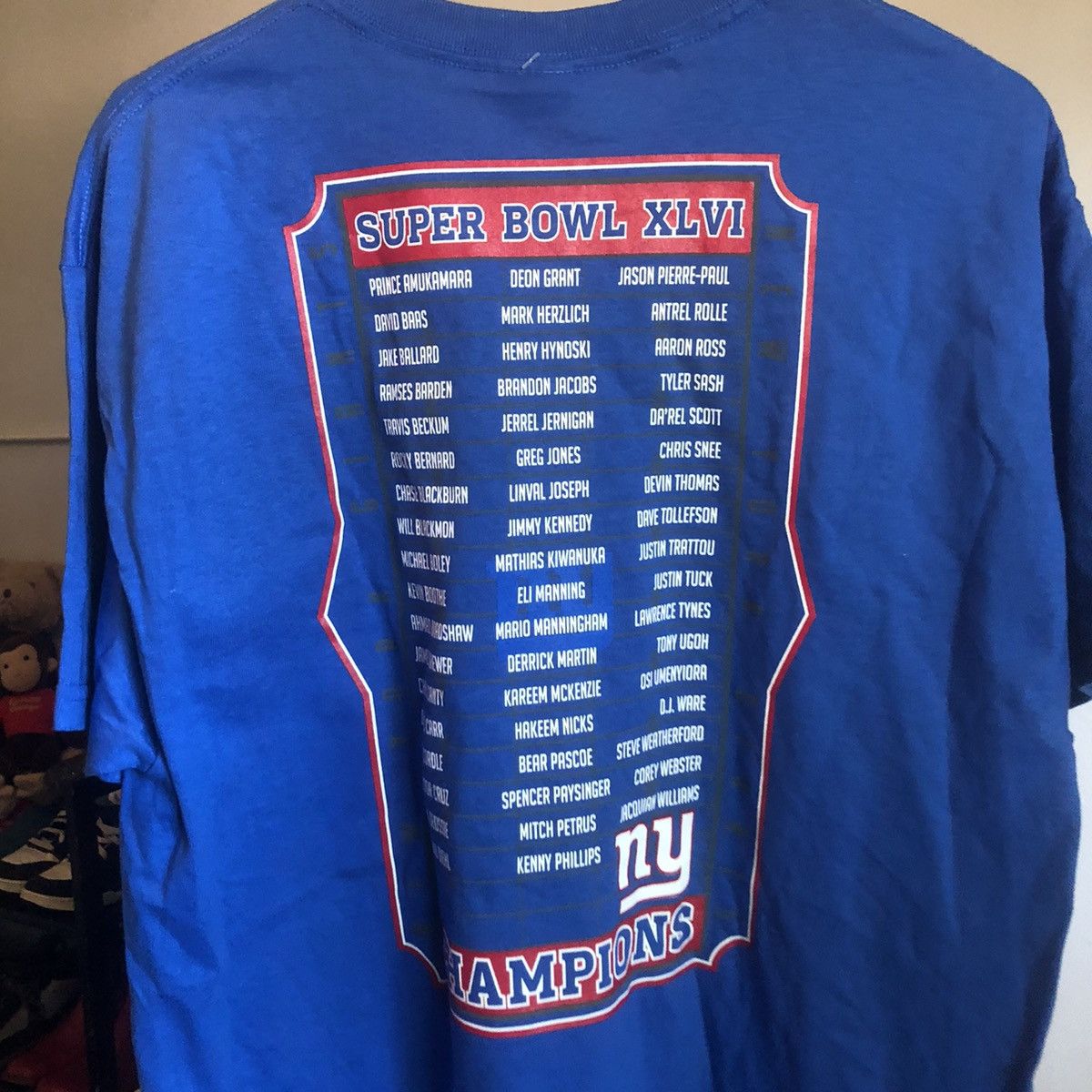 NFL Vintage Super Bowl XLVI 46 Champions NY Giants Roster Tee Size US L / EU 52-54 / 3 - 2 Thumbnail