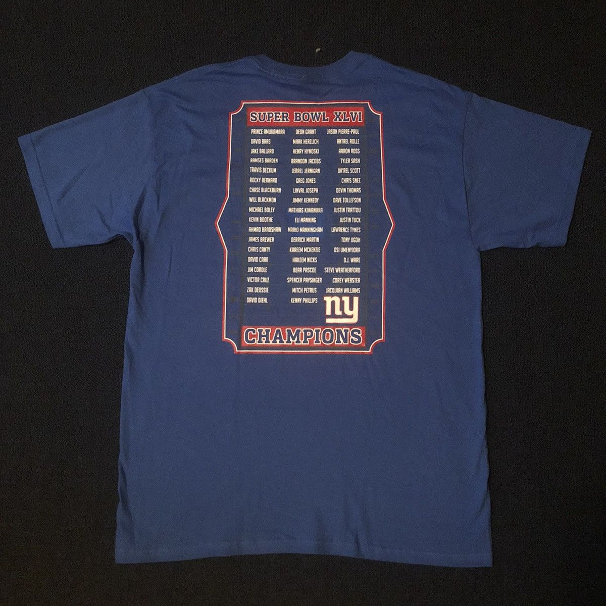 NFL Vintage Super Bowl XLVI 46 Champions NY Giants Roster Tee Size US L / EU 52-54 / 3 - 4 Thumbnail