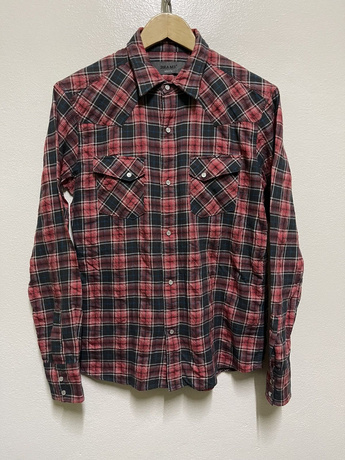 image of Beams Plus Beams Western Shirt Snap Button in Red, Men's (Size Medium)